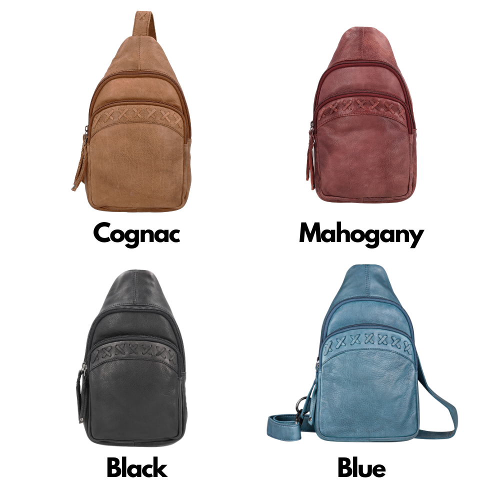 Concealed Carry Unisex Taylor Sling Leather Backpack by Lady Conceal