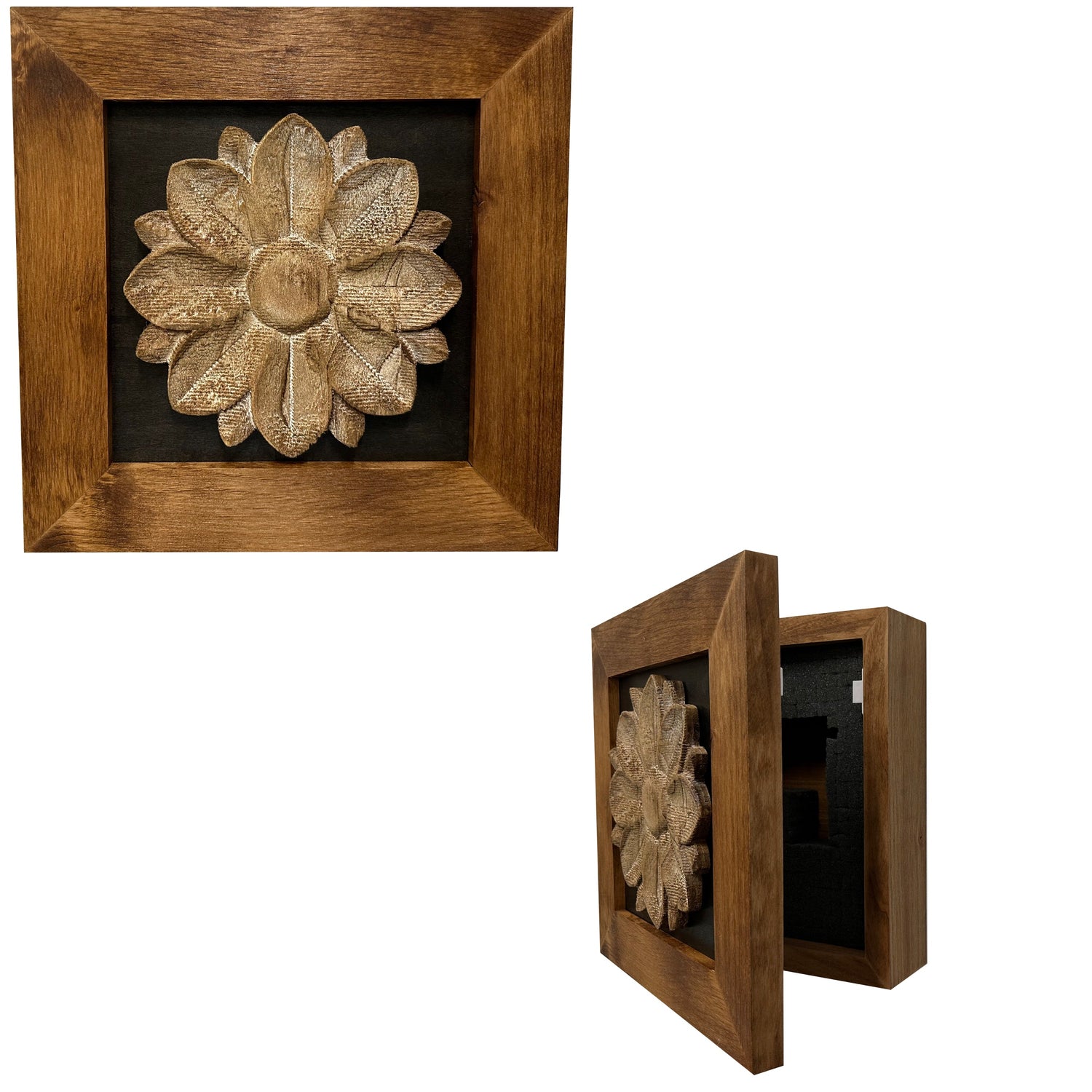 Wild Flower Hidden Gun Storage Wall Decor - Handcrafted Gun Concealment Furniture - Quick Access Handgun Safe with Magnetic Lock - Secure Hidden Wall Safe - USA Made (Black)