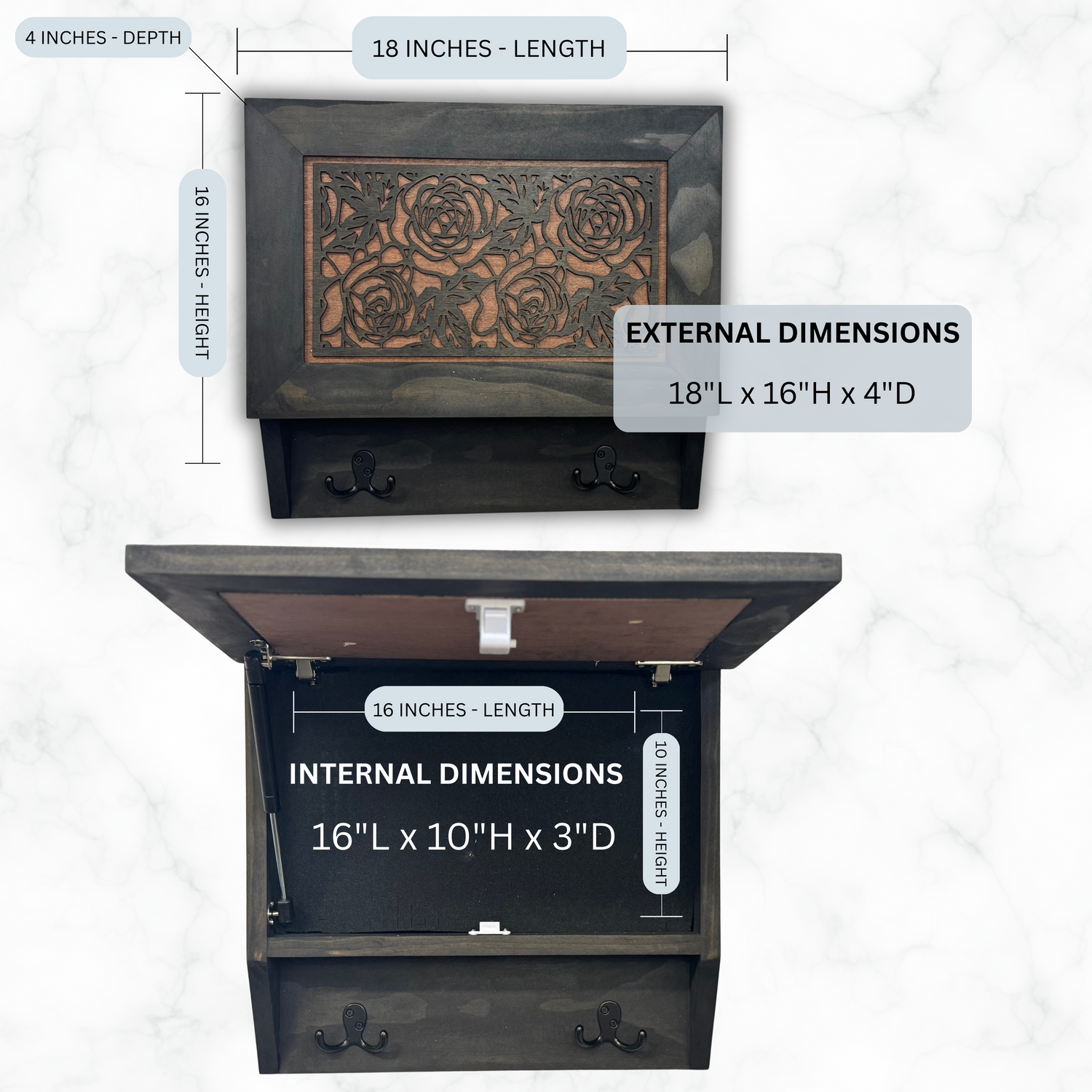 Gun and Roses Hidden Gun Cabinet β Decorative Concealment Coat Rack with Hat & Key Hooks