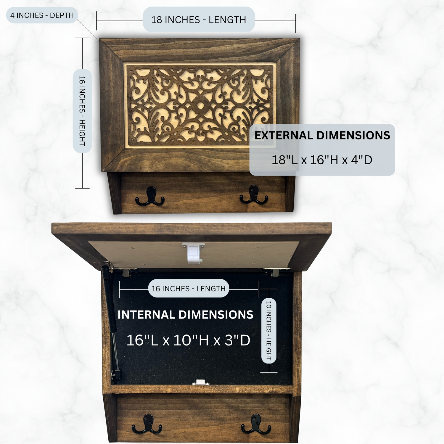 Infinity Circle Hidden Gun Cabinet β Contemporary Concealment Coat Rack with Hat Hooks, Key Hooks