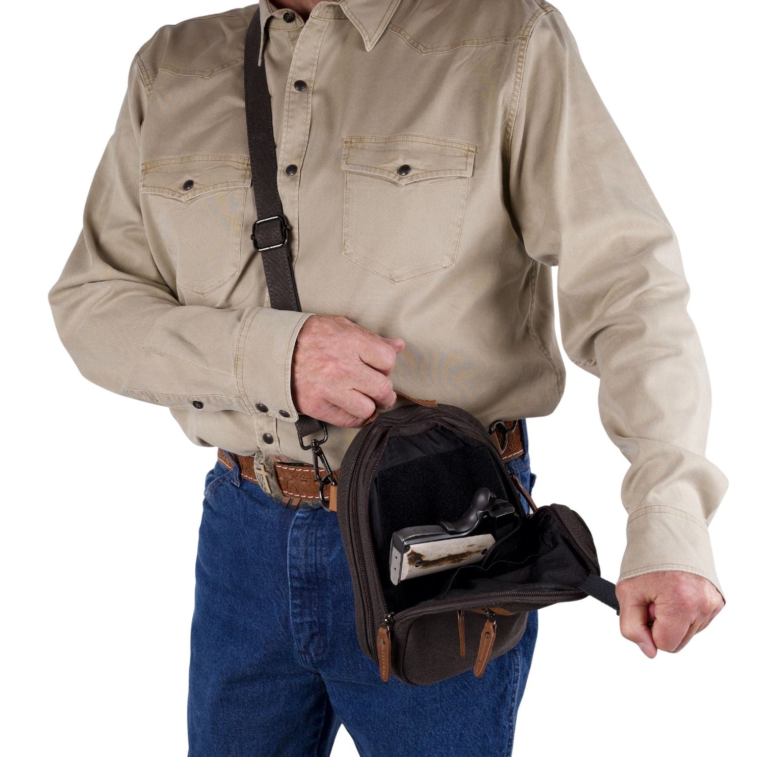 Concealed Carry Unisex Jax Canvas Crossbody by DS Conceal