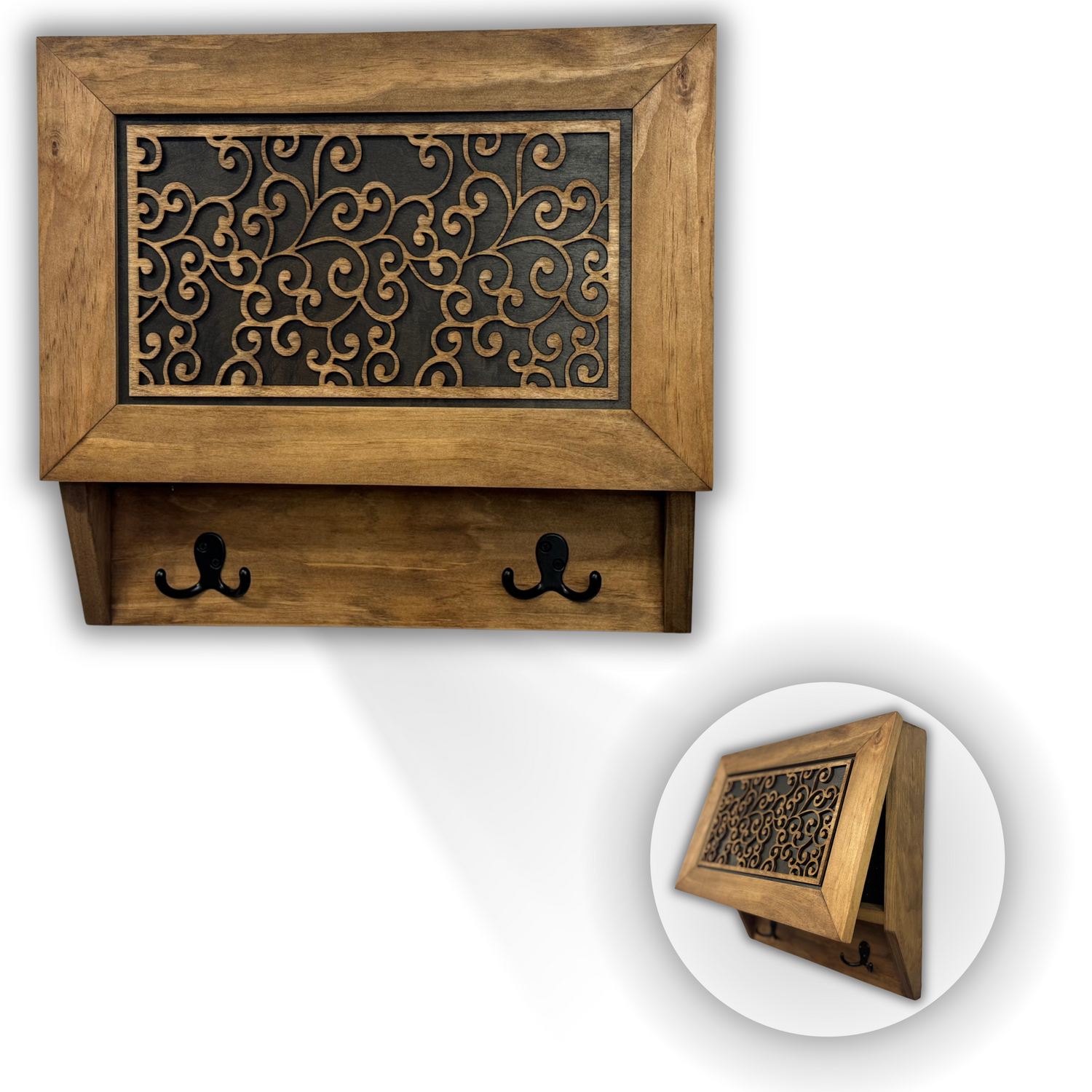 Enchanted Vine Hidden Gun Cabinet Coat Rack β Decorative Concealment with Hat & Key Hooks