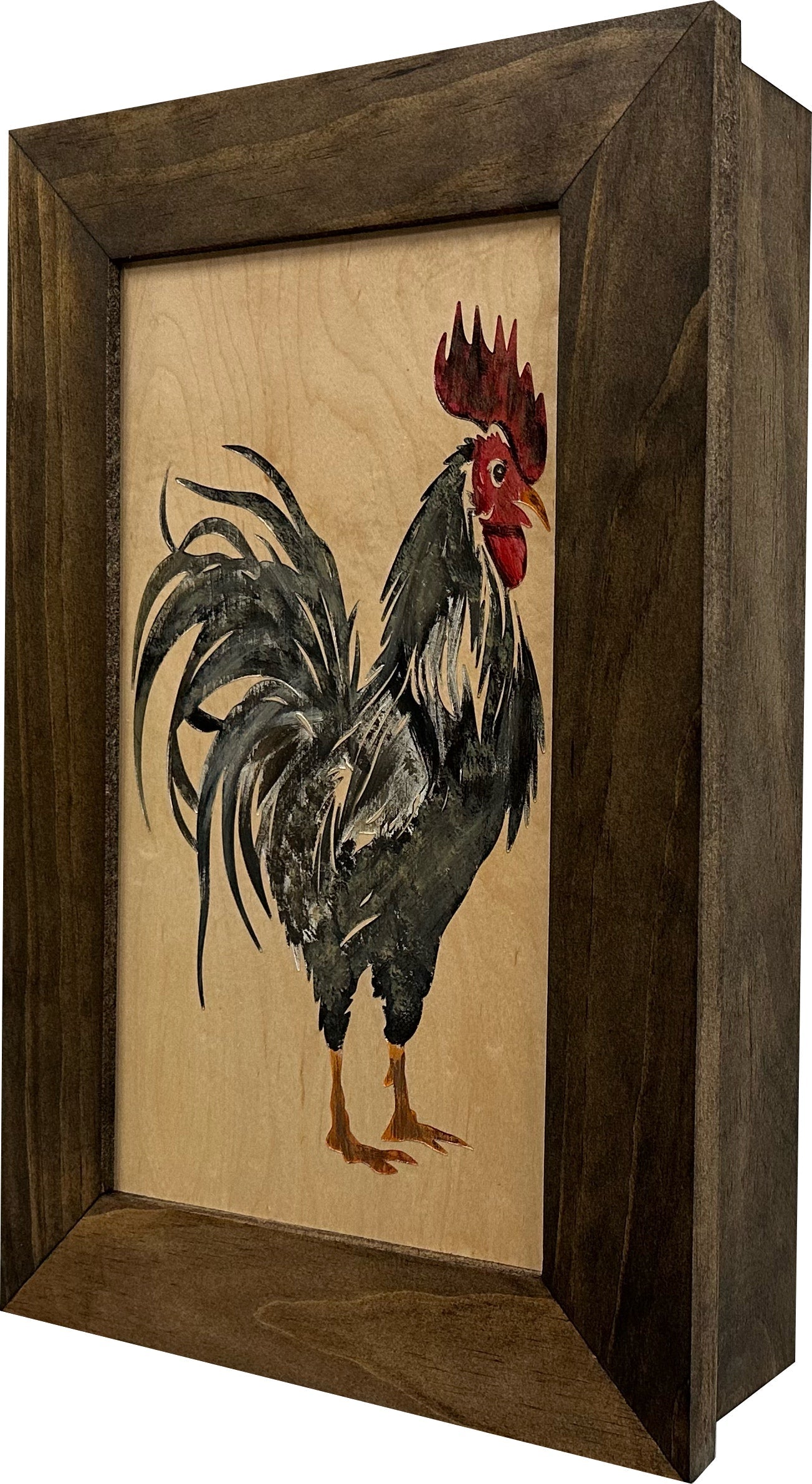 Farmhouse Rooster Gun Concealment Furniture - Handcrafted Hidden Gun Storage Wall Decor - Hidden Gun Shelf with Magnetic Lock for Quick Access