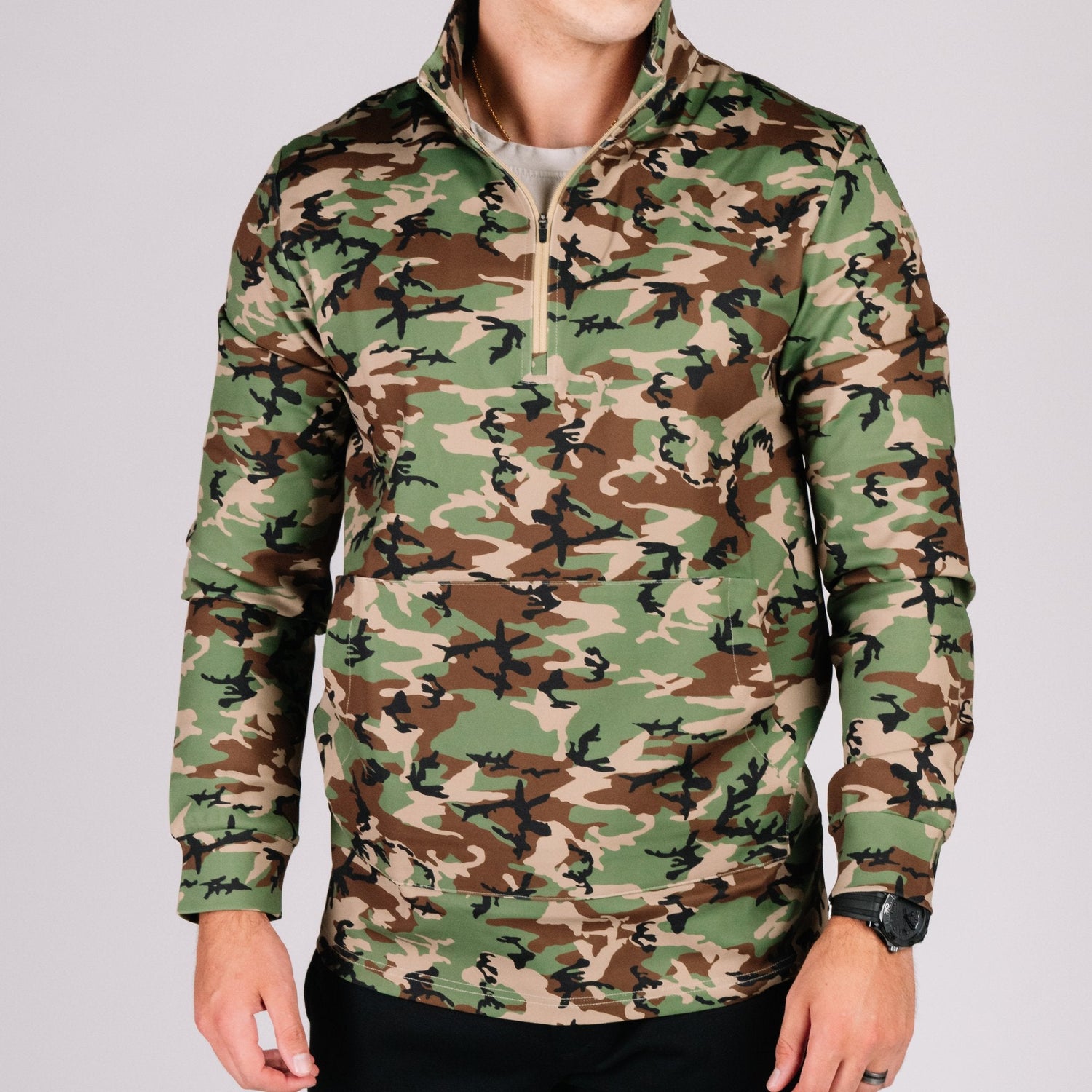 Durable Quarter Zip - Woodland Camo