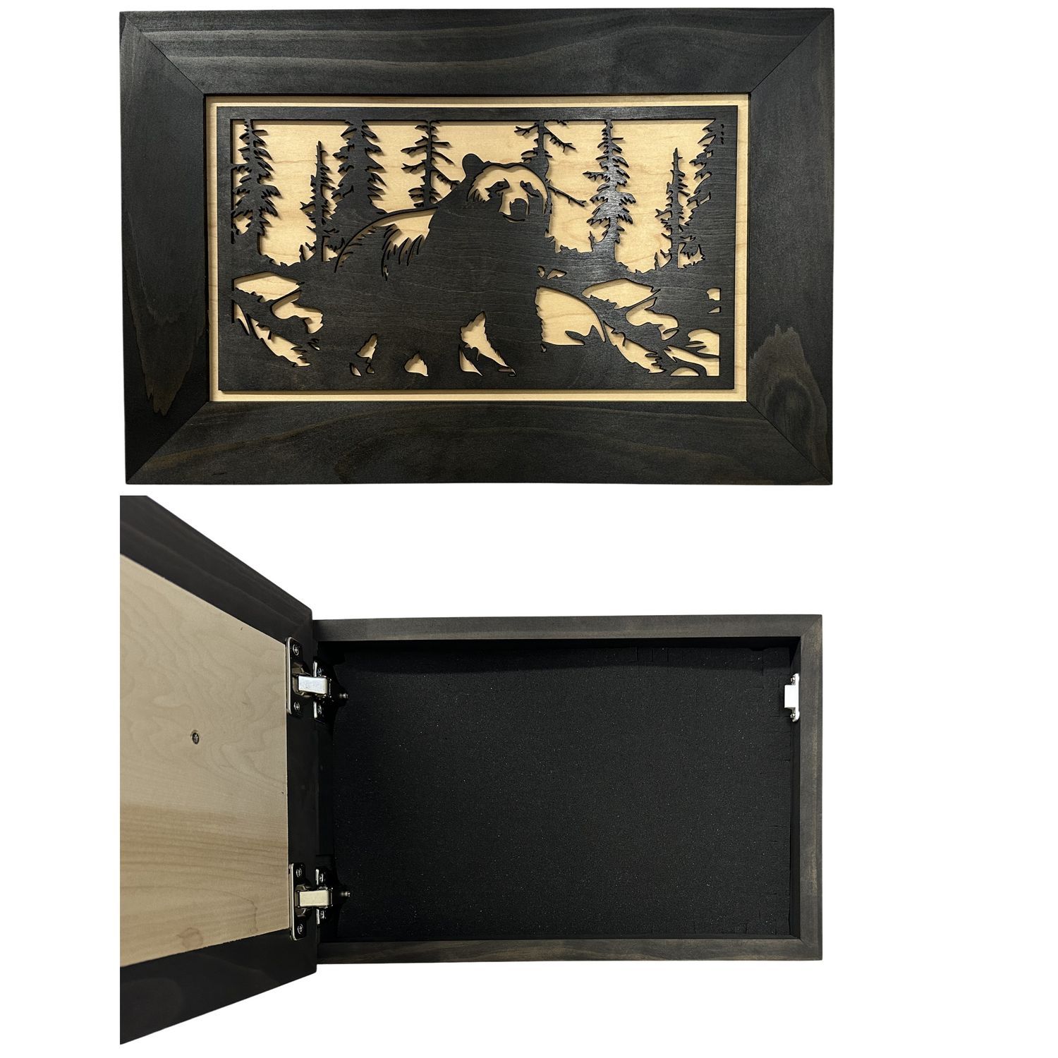 Hidden Gun Cabinet Black Bear Wall Decor β Concealed Furniture Secure Gun Cabinet