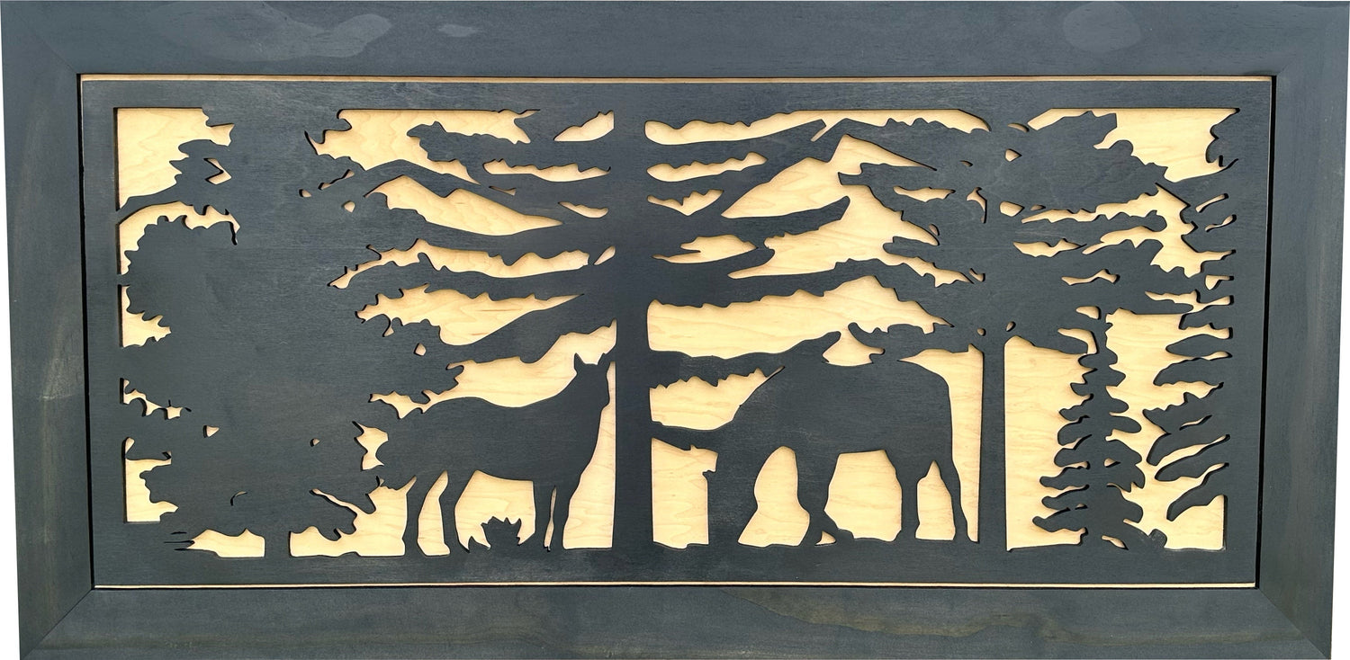 Horse Farm Wall Art Gun Concealment Furniture - Handcrafted Wooden Gun Cabinets - Gun Shelf Hidden Storage for Rifles, Shotguns, & Handguns - Quick Access Hidden Wall Safe (Extra Large)