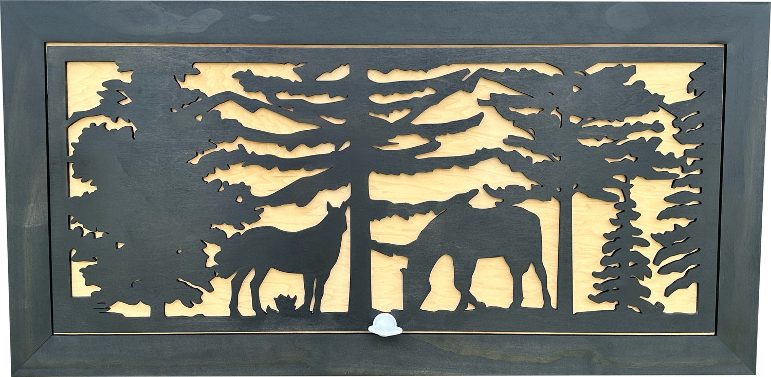 Horse Farm Wall Art Gun Concealment Furniture - Handcrafted Wooden Gun Cabinets - Gun Shelf Hidden Storage for Rifles, Shotguns, & Handguns - Quick Access Hidden Wall Safe (Extra Large)