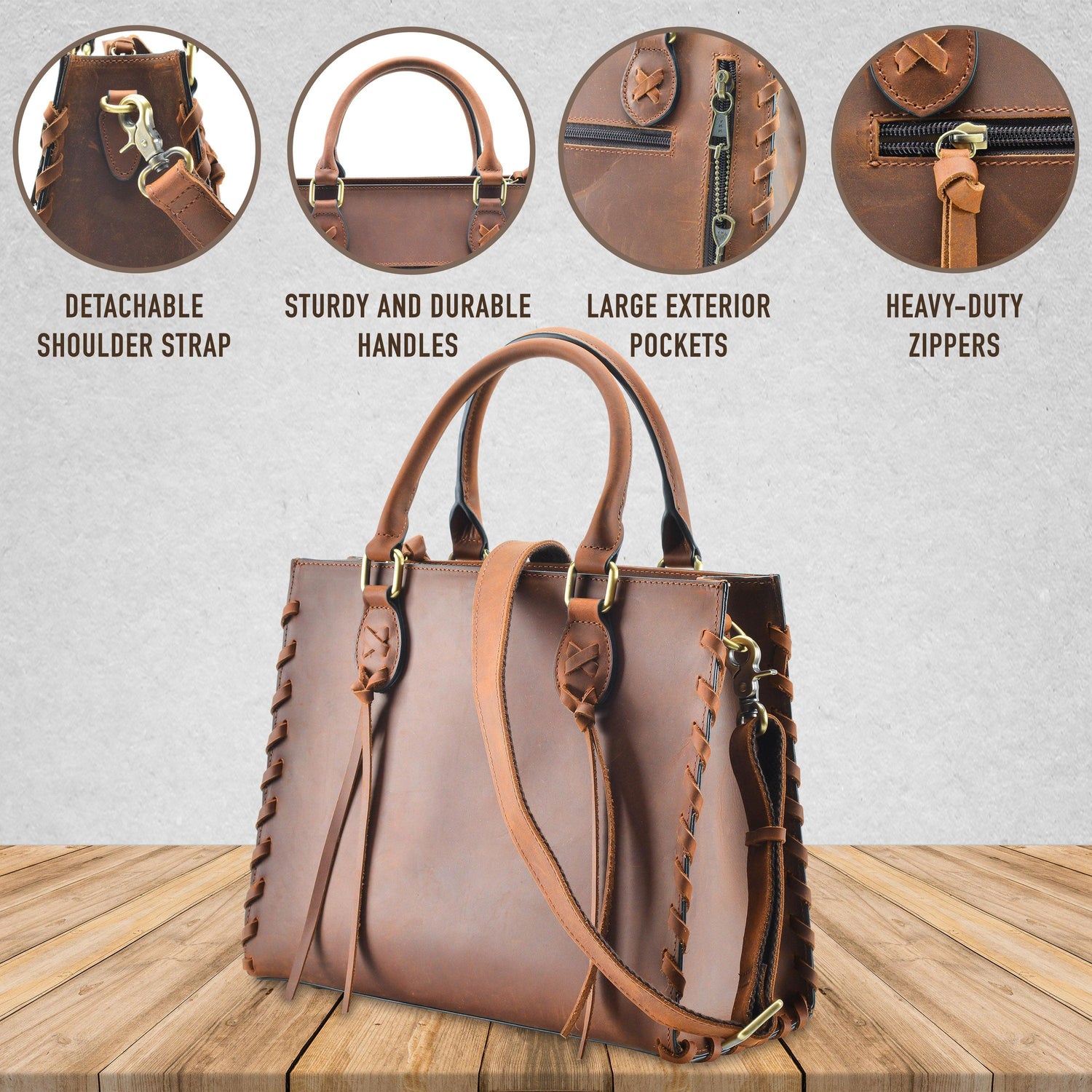 Concealed Carry Emma Leather Satchel by Lady Conceal
