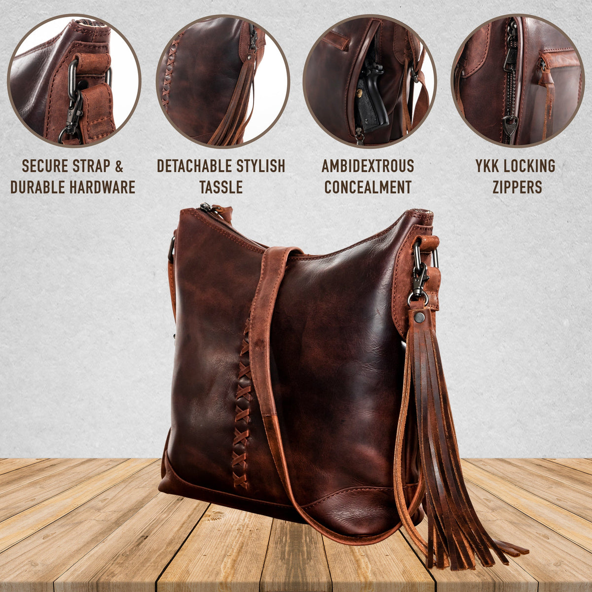 Concealed Carry Purse Blake Leather Crossbody by Lady Conceal
