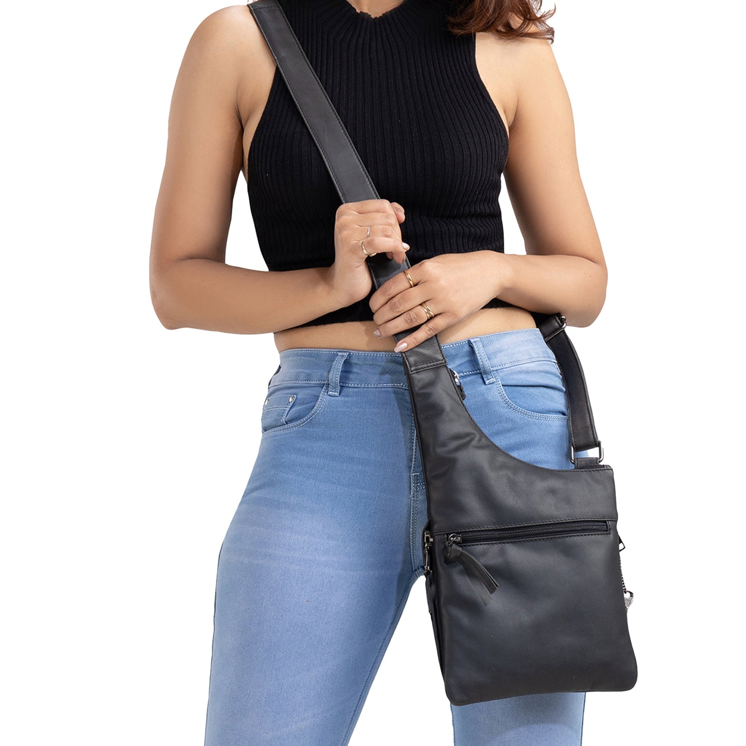 Concealed Carry Unisex Remi Leather Crossbody by Lady Conceal