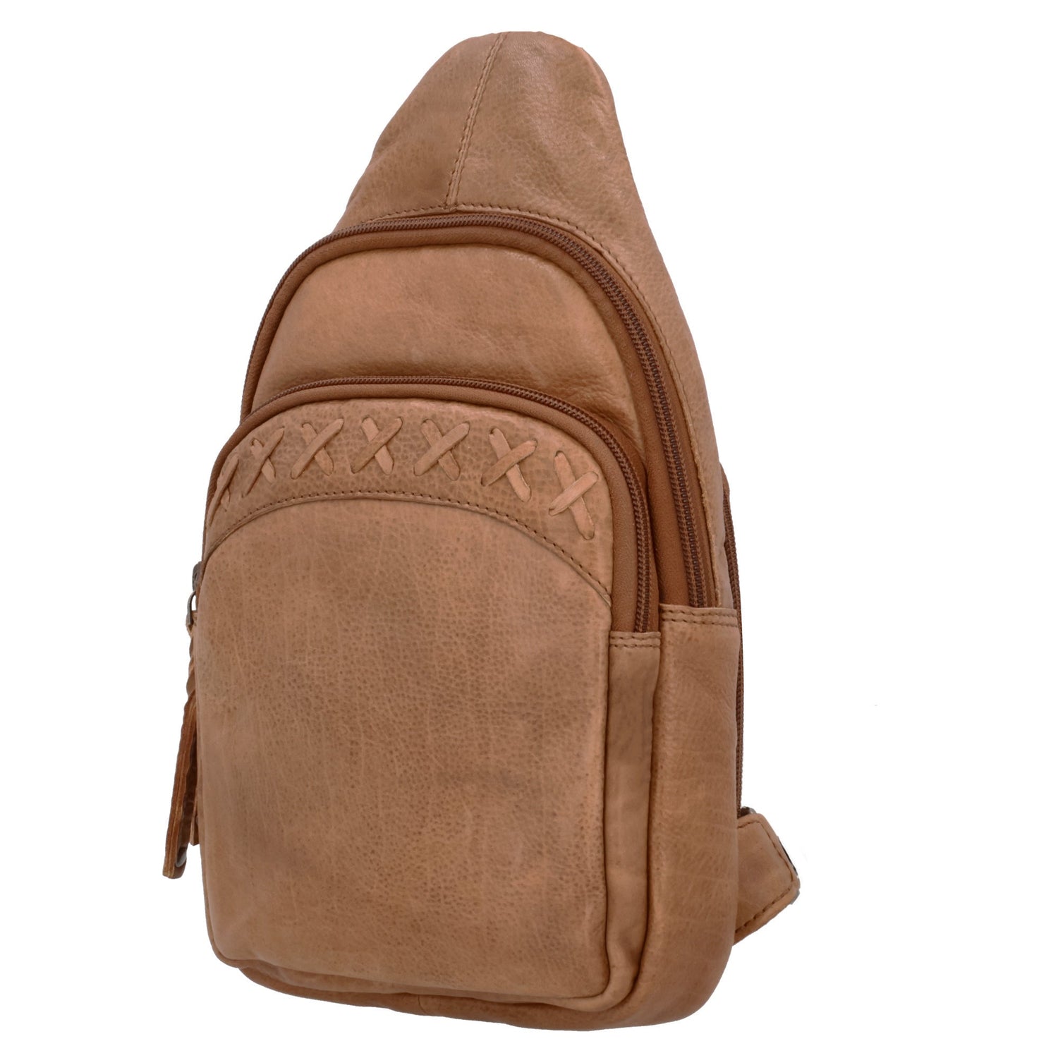 Concealed Carry Unisex Taylor Sling Leather Backpack by Lady Conceal