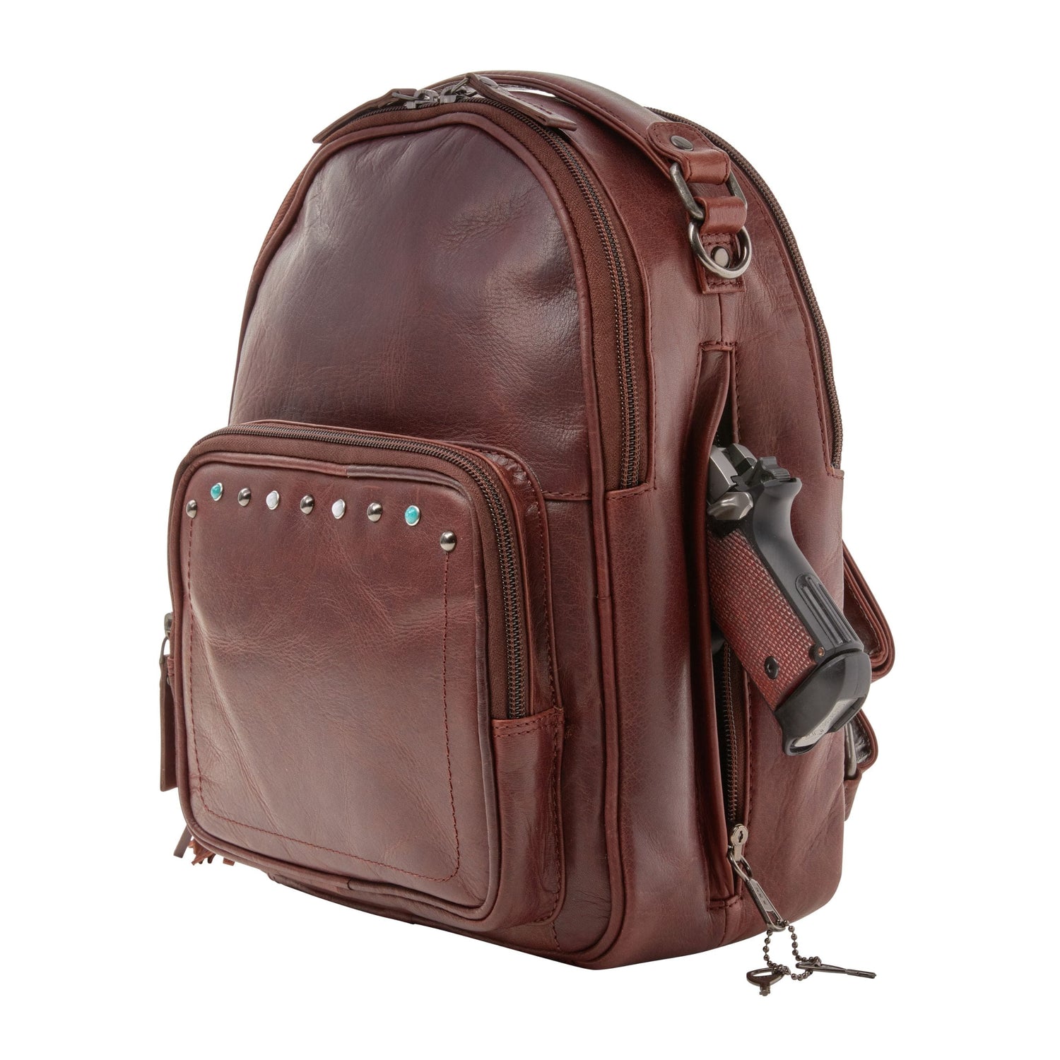 Concealed Carry Sawyer Leather Backpack by Lady Conceal