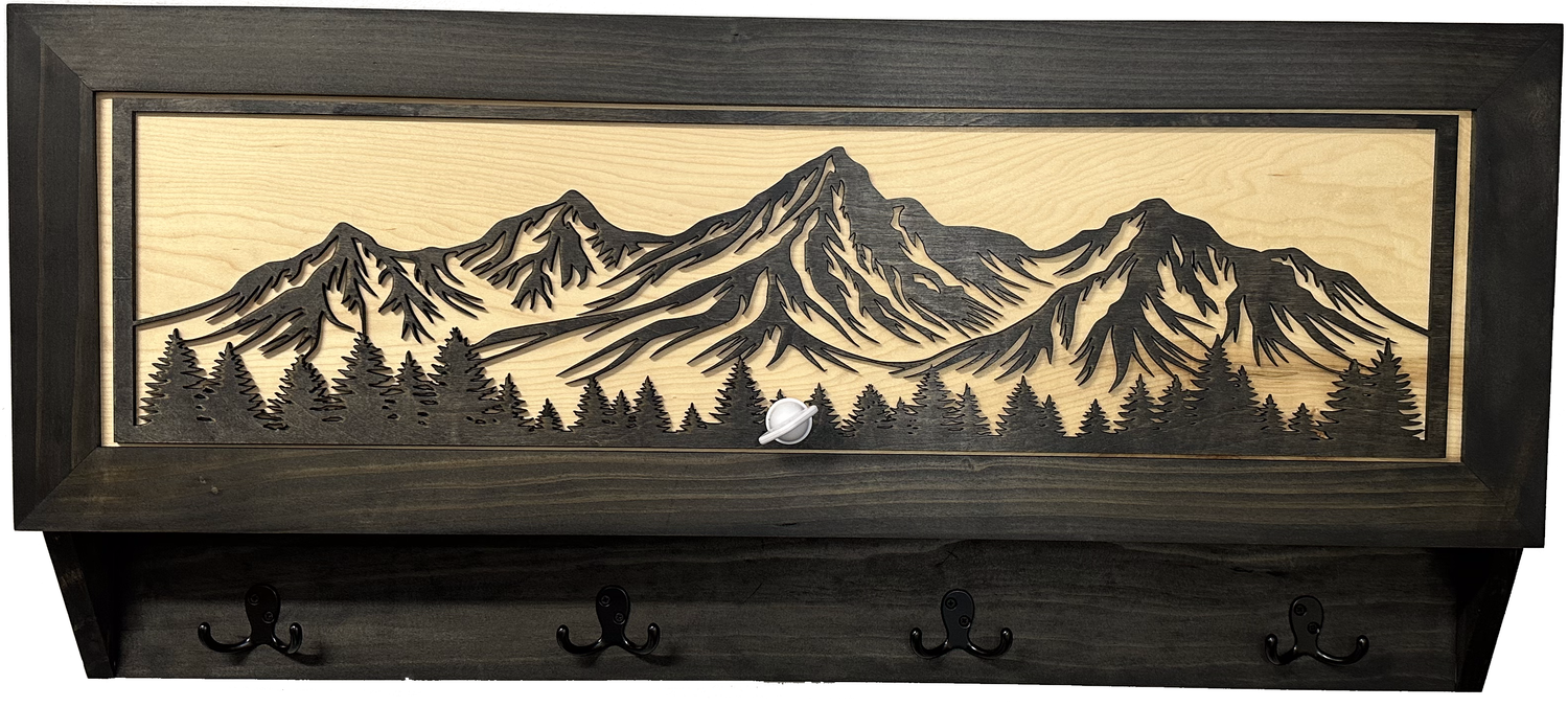 Mountain Scene Concealed Gun Storage Coat, Key, Bag Storage
