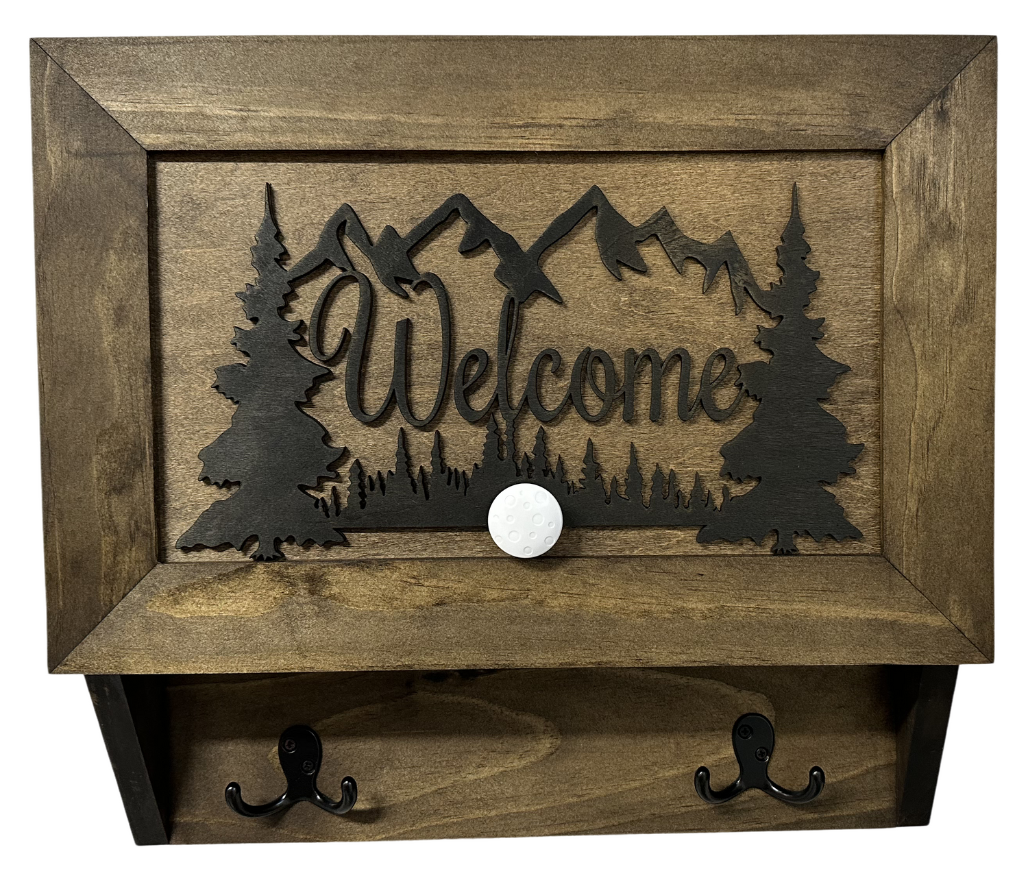 Rustic Mountain Welcome Wall-Mounted Gun Cabinet β Concealed Lockable Storage for Your Home
