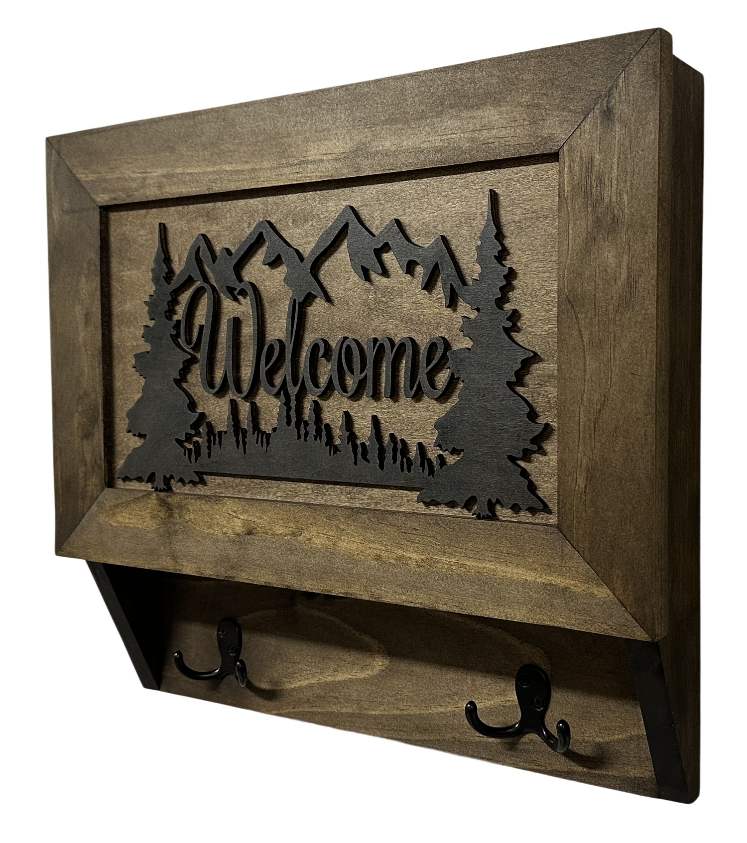 Rustic Mountain Welcome Wall-Mounted Gun Cabinet β Concealed Lockable Storage for Your Home
