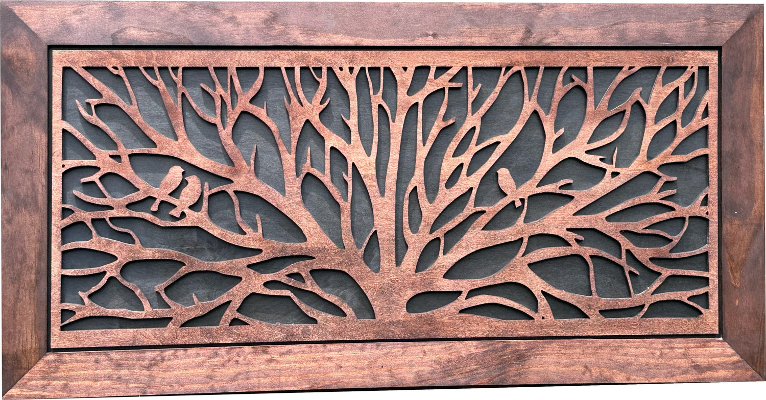 Birds in a Tree Large Gun Concealment Decor - Handcrafted Wooden Gun Cabinets - Gun Shelf Hidden Storage for Rifles, Shotguns, & Handguns - Quick Access Hidden Wall Safe
