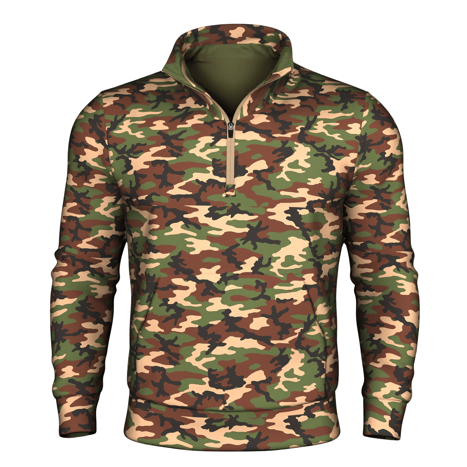 Durable Quarter Zip - Woodland Camo