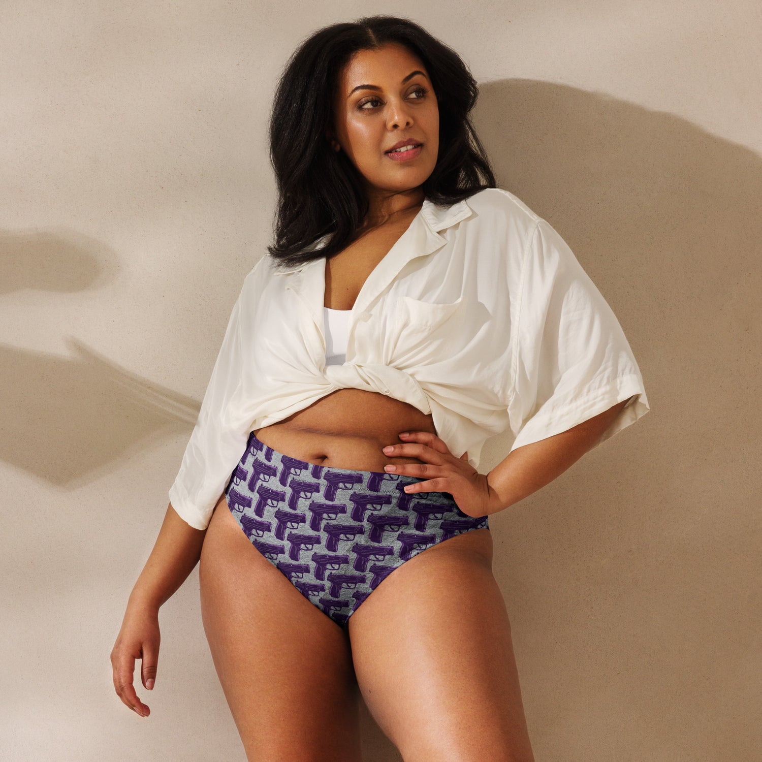 Purple Haze Pistol Palooza High-Waisted Bikini Bottom