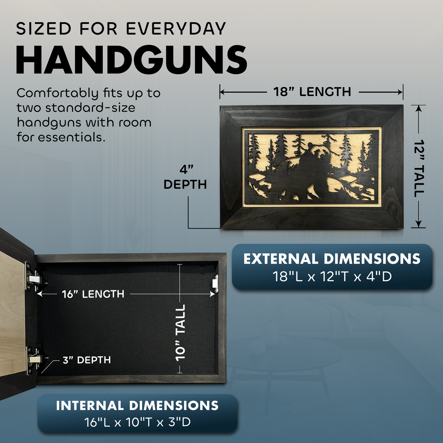Hidden Gun Cabinet Black Bear Wall Decor β Concealed Furniture Secure Gun Cabinet