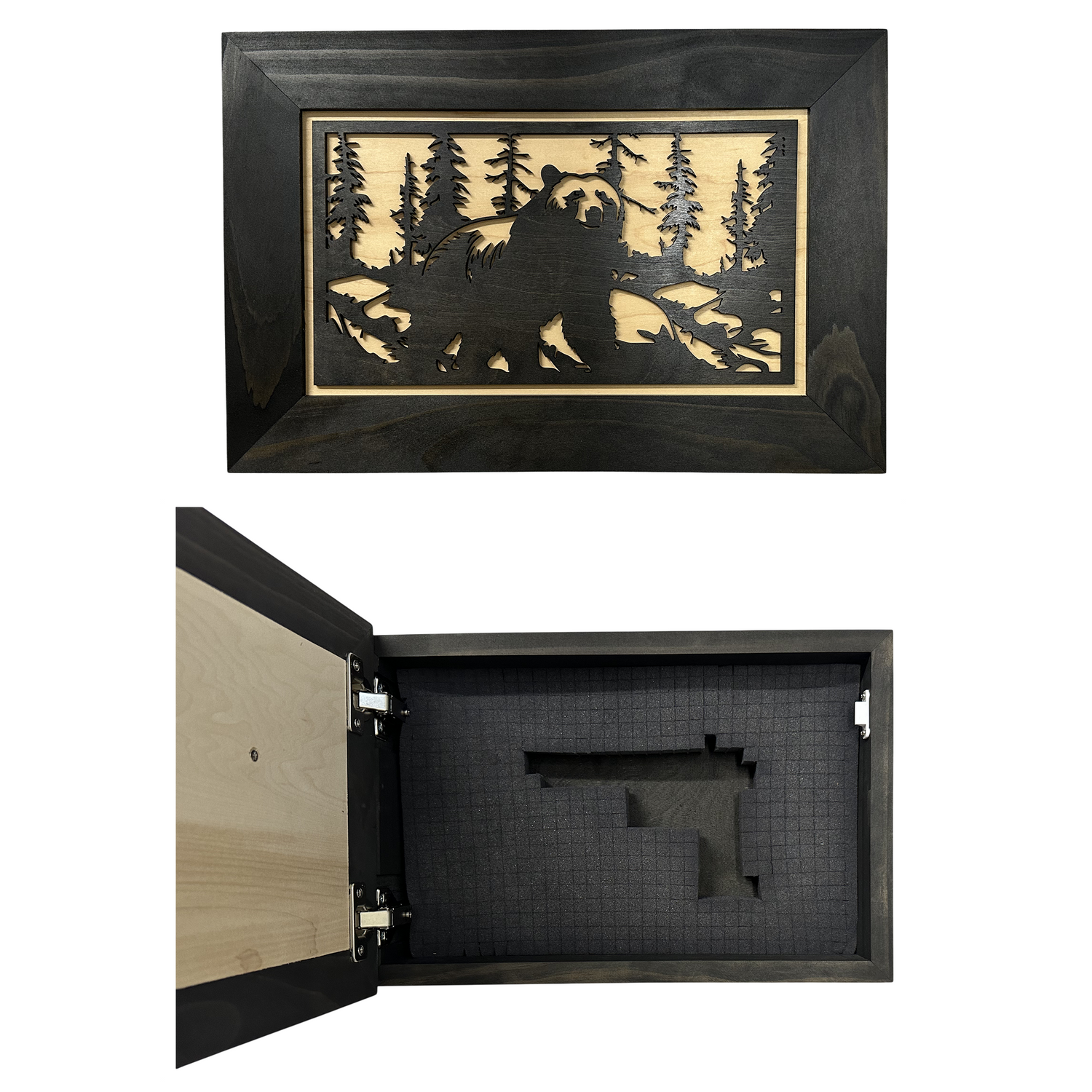 Hidden Gun Cabinet Black Bear Wall Decor β Concealed Furniture Secure Gun Cabinet