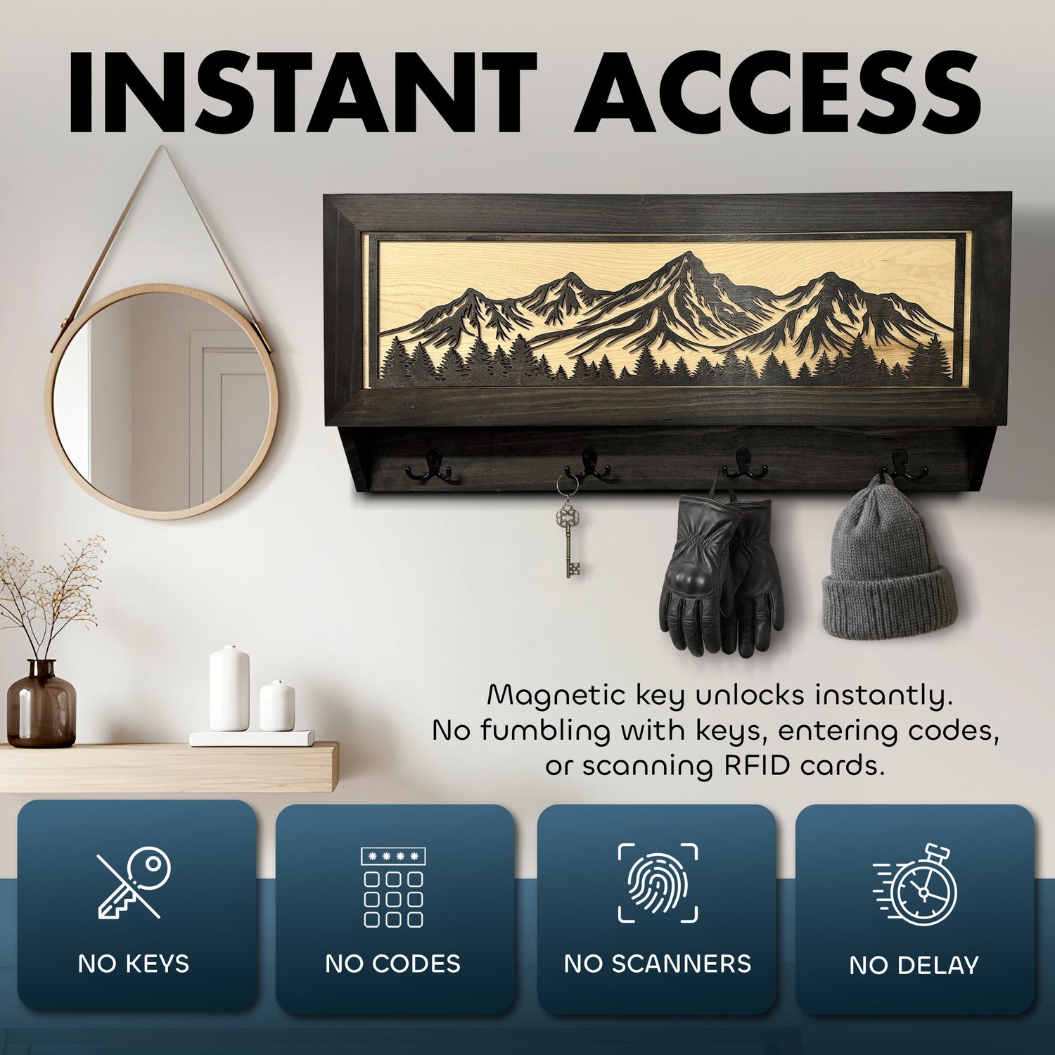 Mountain Scene Concealed Gun Storage Coat, Key, Bag Storage