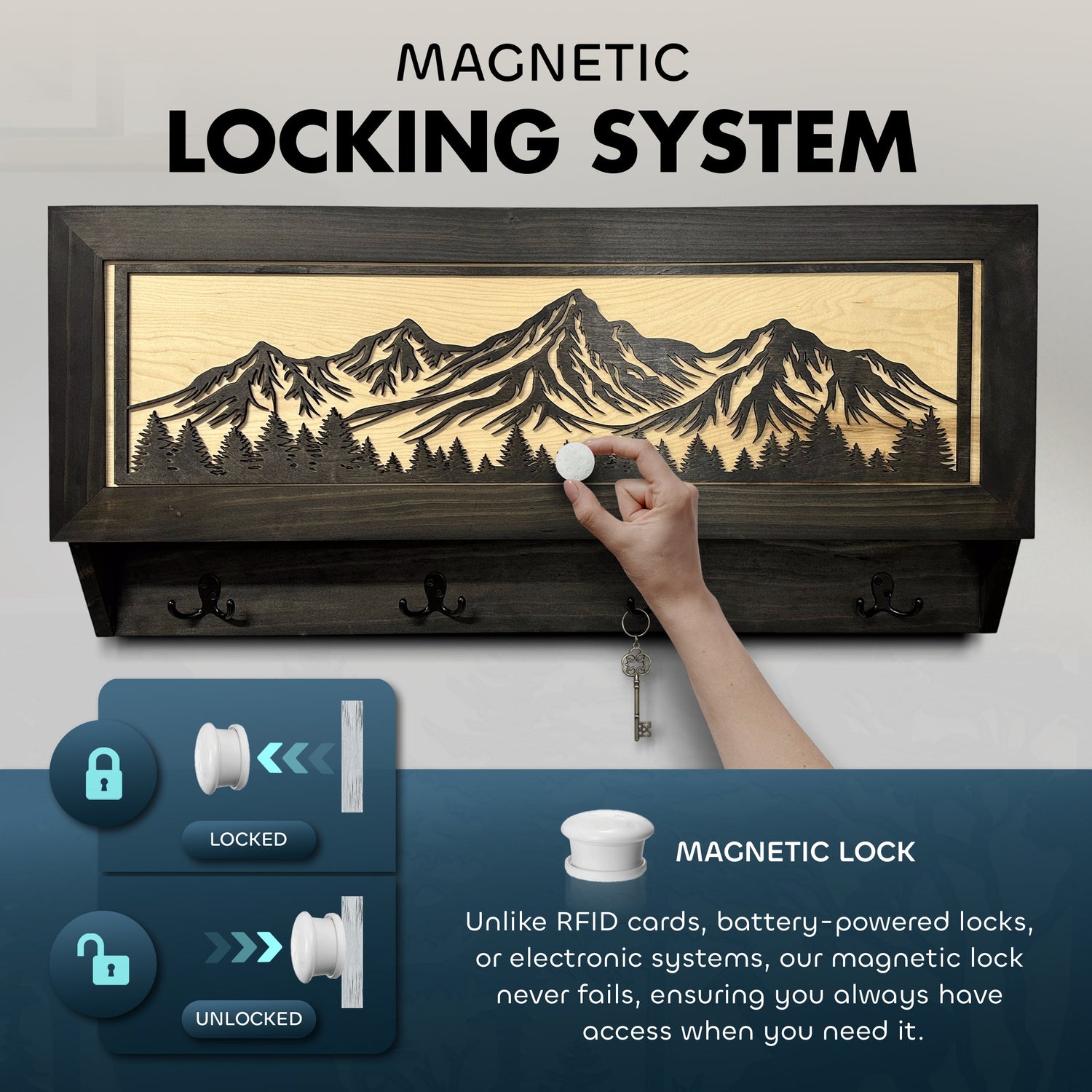 Mountain Scene Concealed Gun Storage Coat, Key, Bag Storage