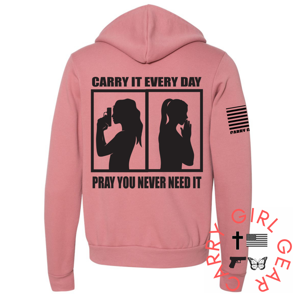 トップス praying GIRL AND CIGARETTE HOODIE CARRY & PRAY Zippered Hoodie – Girls with Guns Clothing
