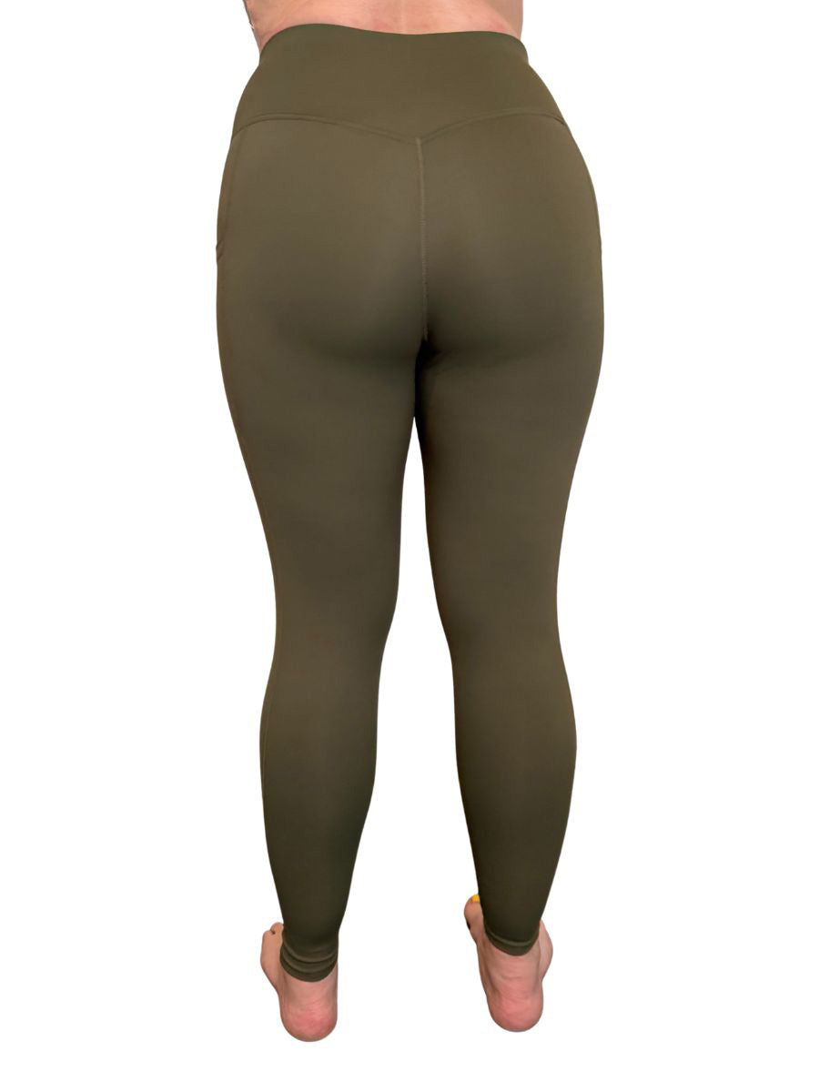 Defender Concealed Carry Leggings-Olive-Rear view