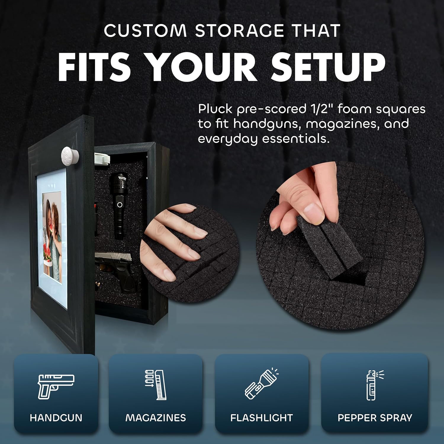 Hidden Gun Safe Picture Frame - Handcrafted Gun Concealment Furniture - Quick Access Picture Frame Safe with Magnetic Lock for Discreet & Secure Gun Storage
