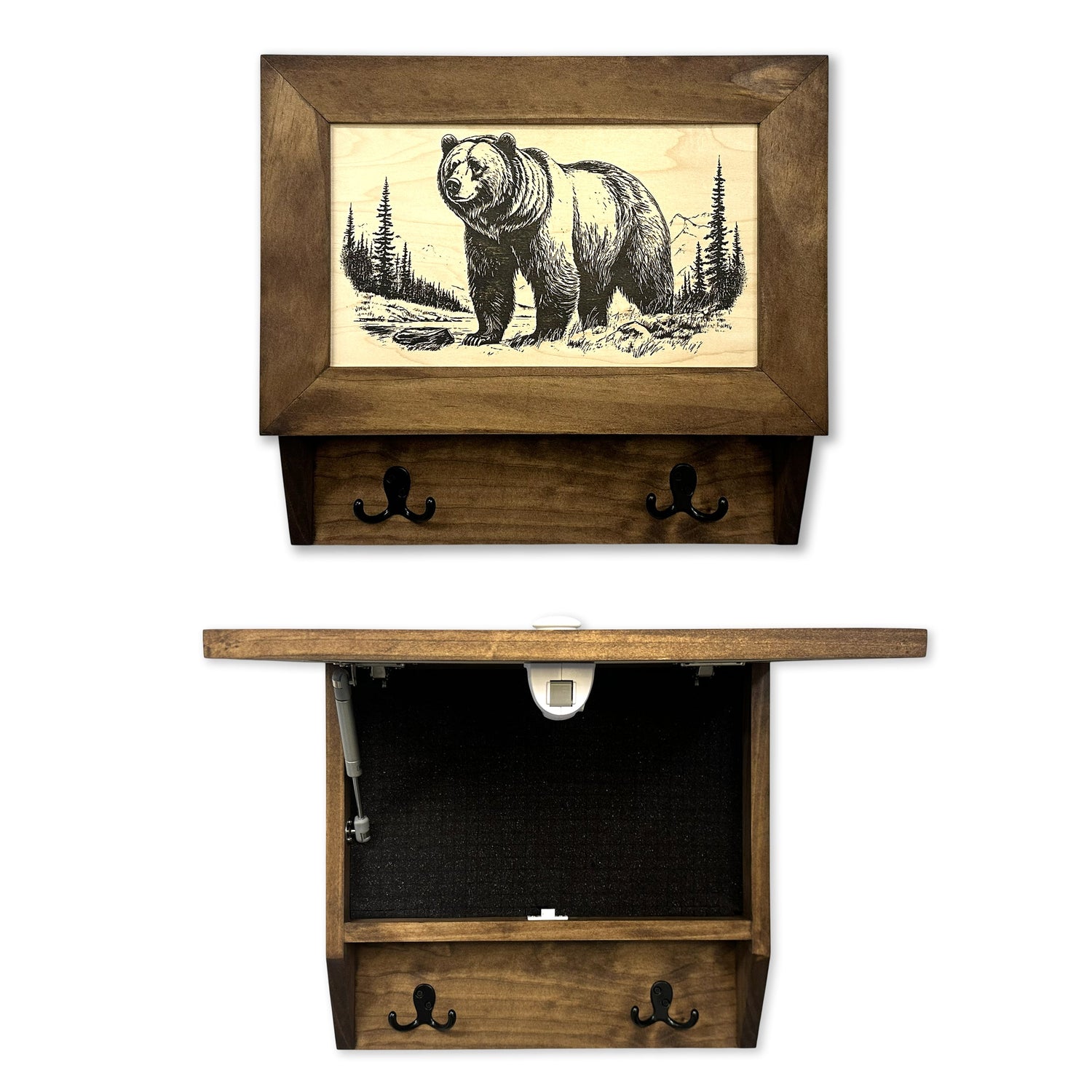 Grizzly Bear Gun Concealment Furniture - Handcrafted Hidden Gun Storage Wall Decor - Hidden Safe Furniture with Magnetic Lock for Quick Access - Made in USA