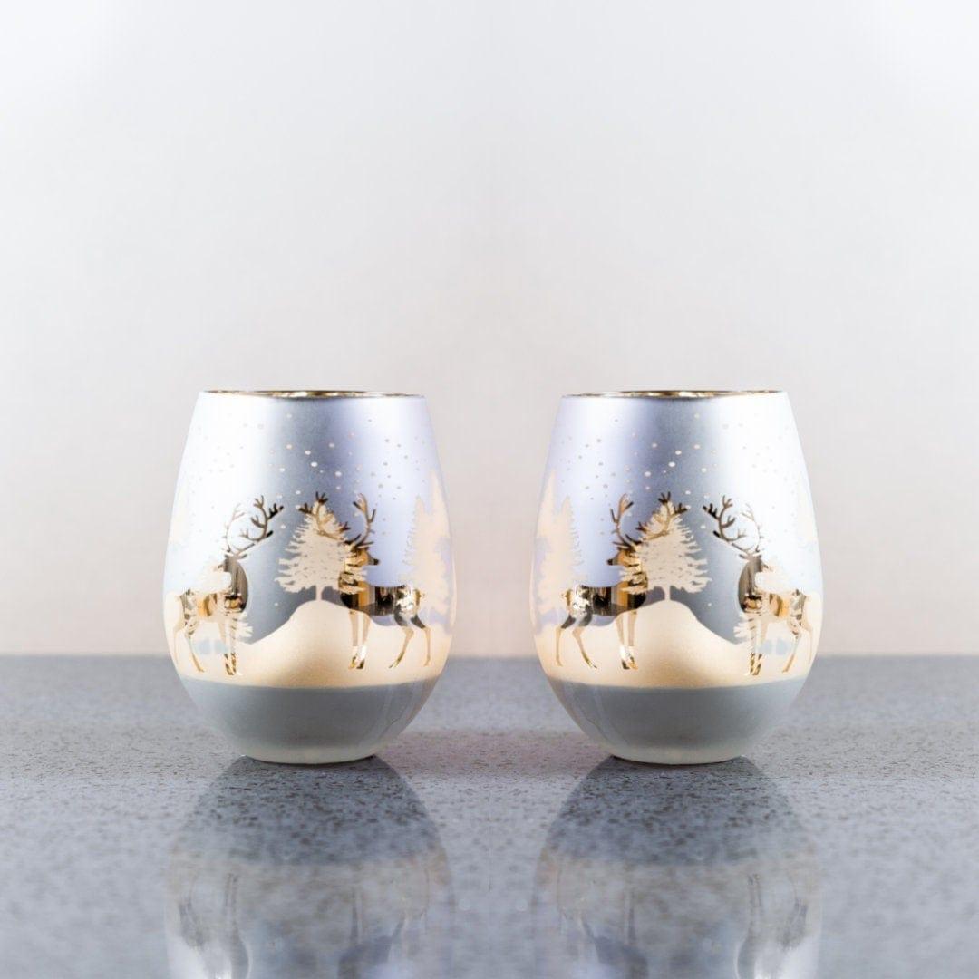 Gold & Silver Deer Stemless Wine Glasses
