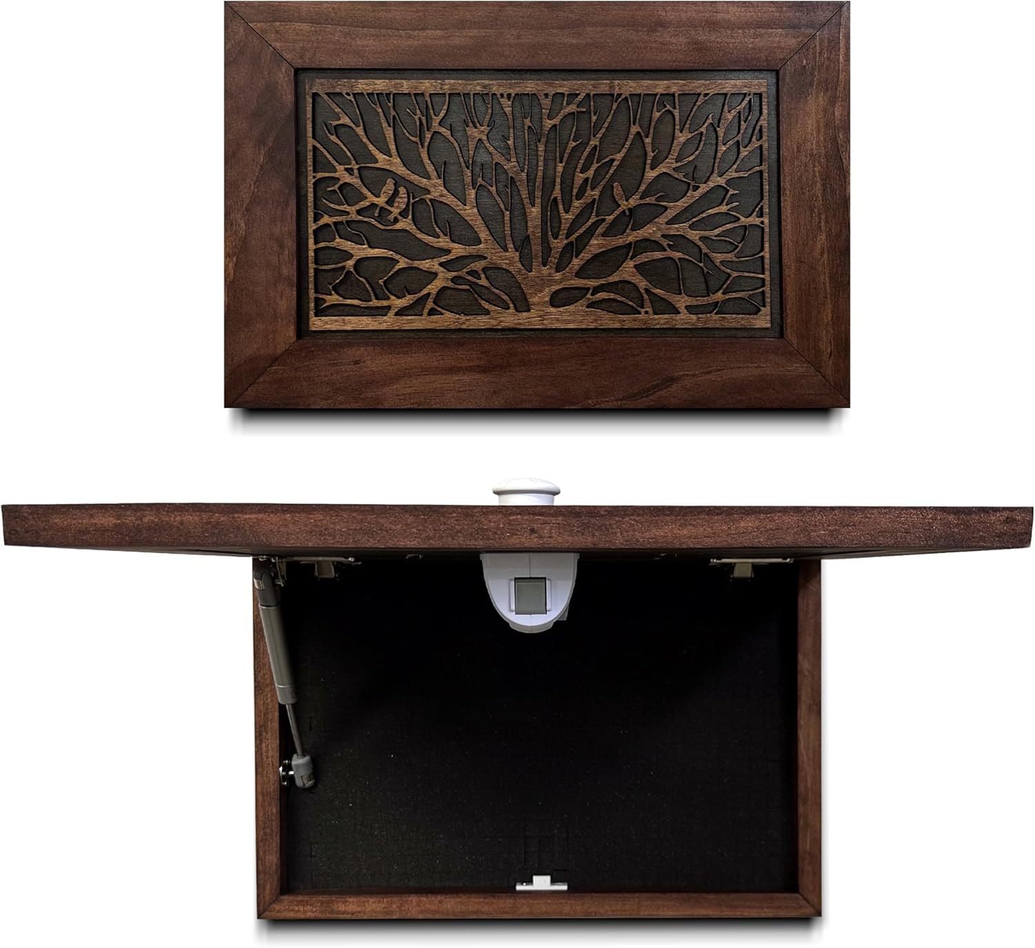 Gun Concealment Furniture - Hidden Gun Safe with Birds in a Tree Design - Fits 2 Handguns & Magazines - Wall Mounted Gun Storage with Magnetic Lock - Made in USA