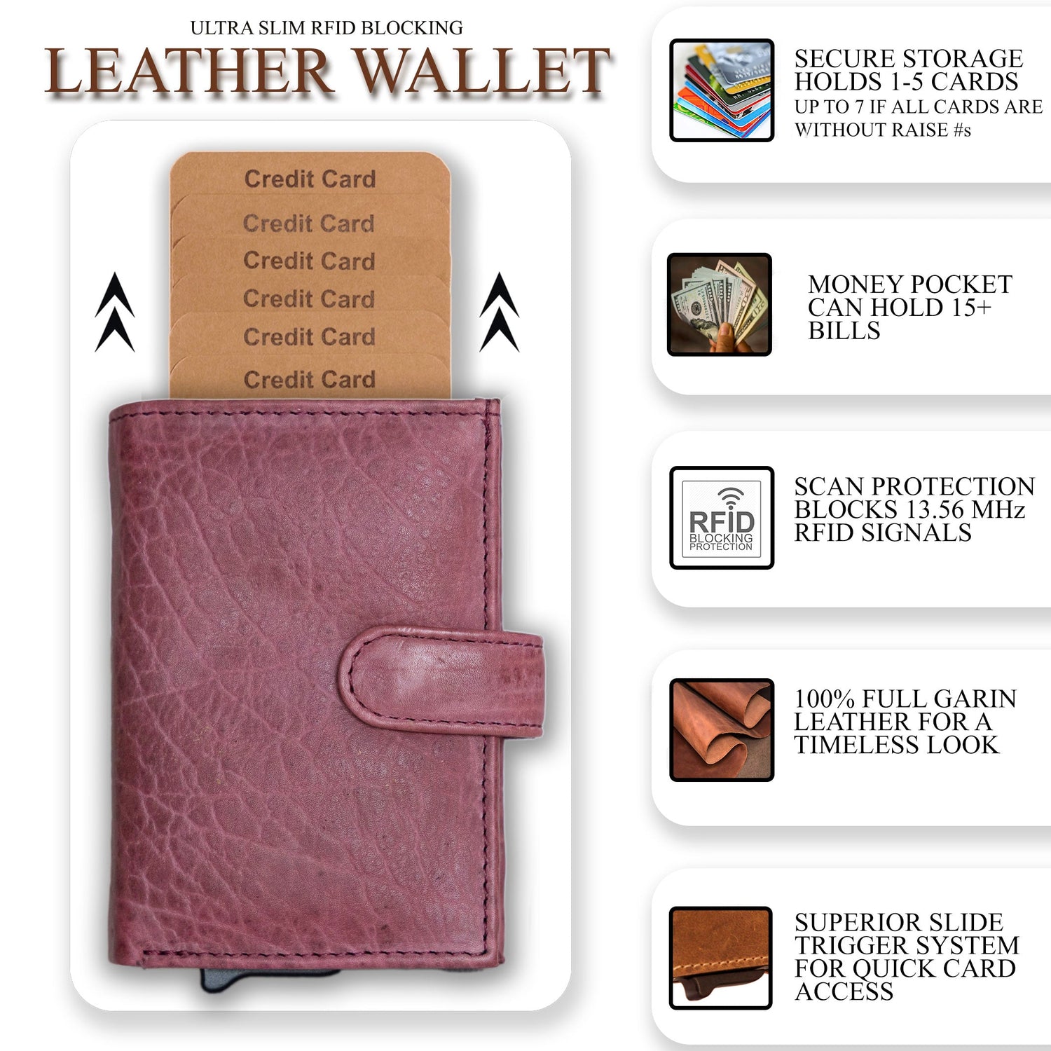 Nova RFID Compact Leather Wallet by Lady Conceal