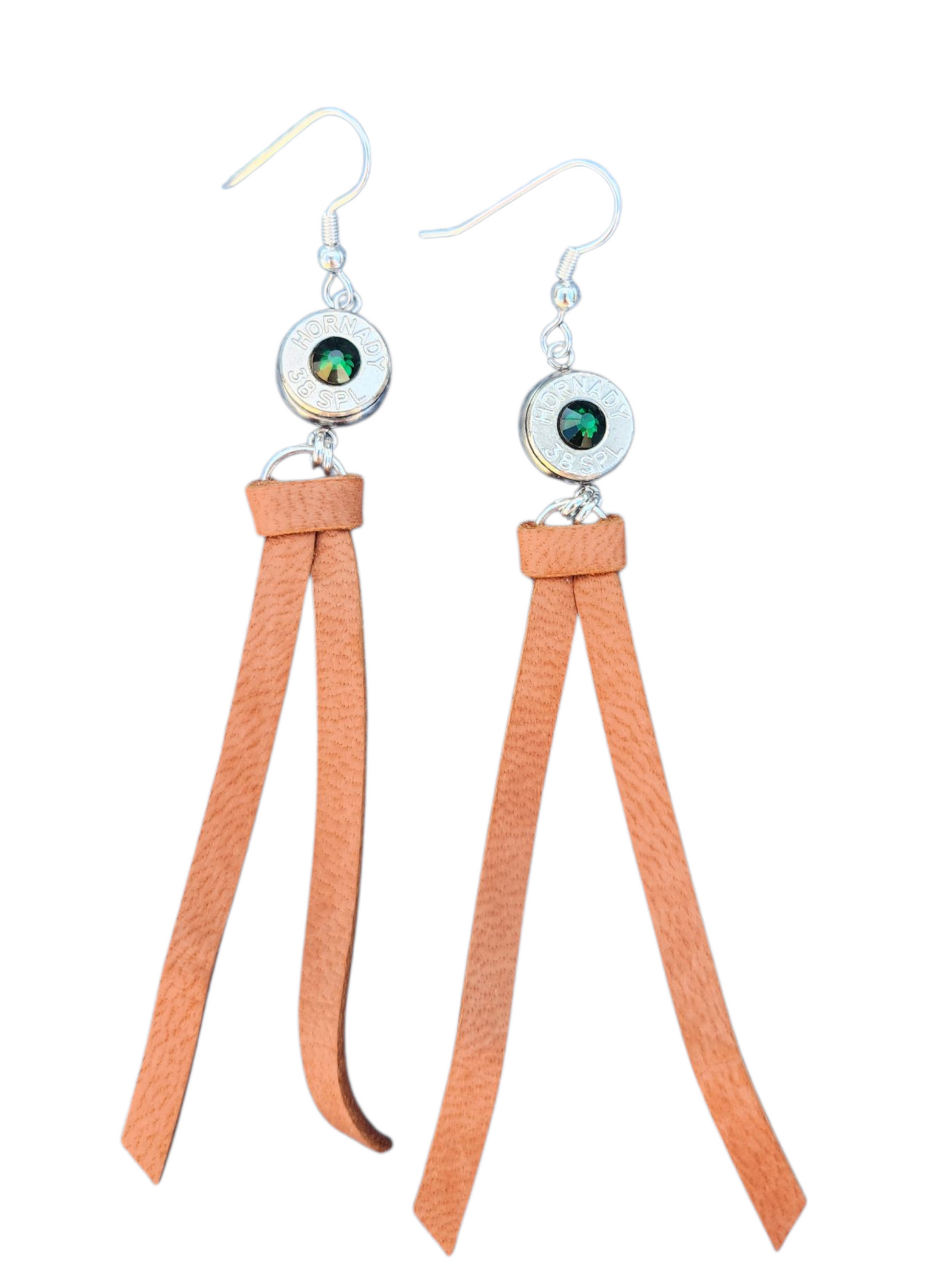 Deer Hide Headstamp Dangle Earrings