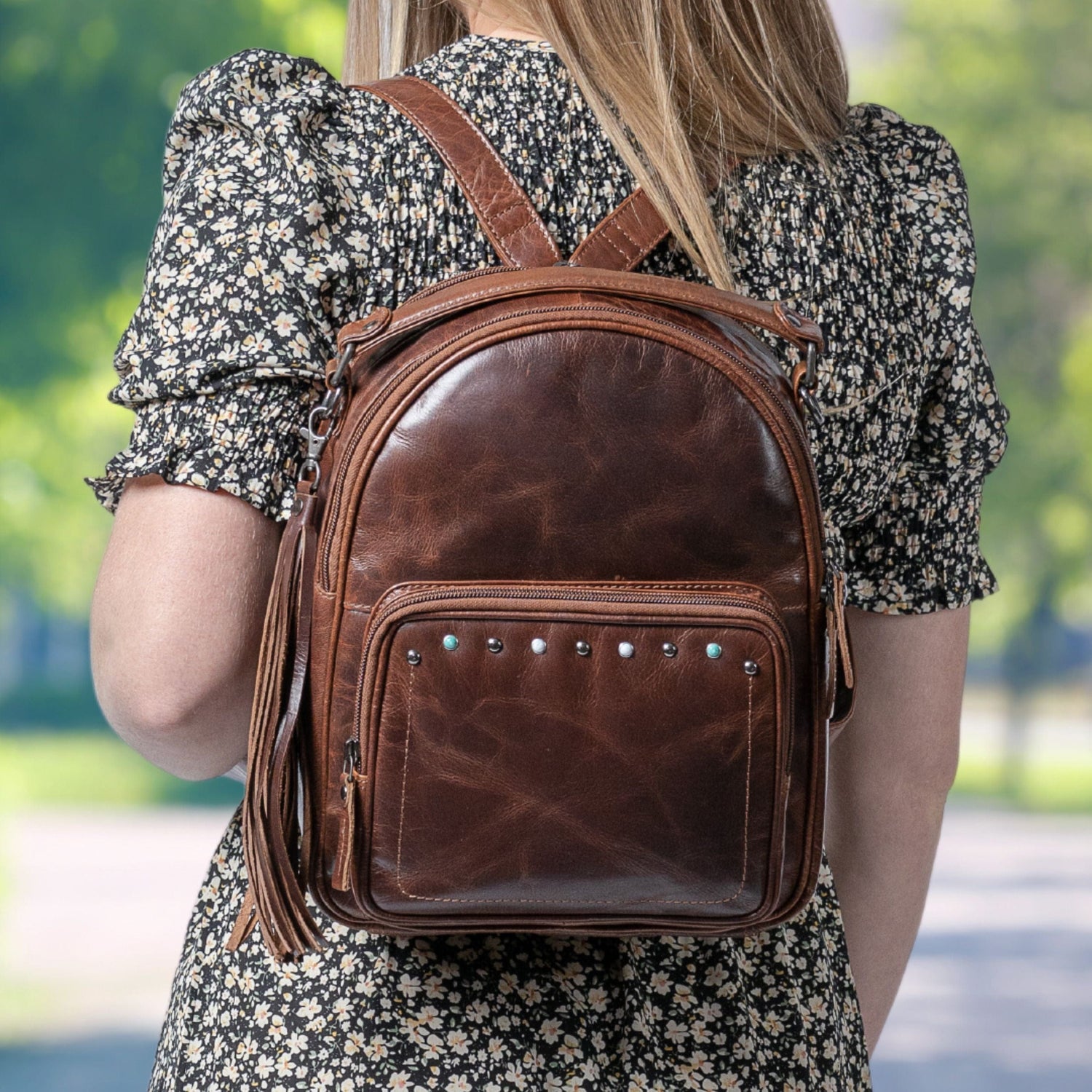 Concealed Carry Sawyer Leather Backpack by Lady Conceal