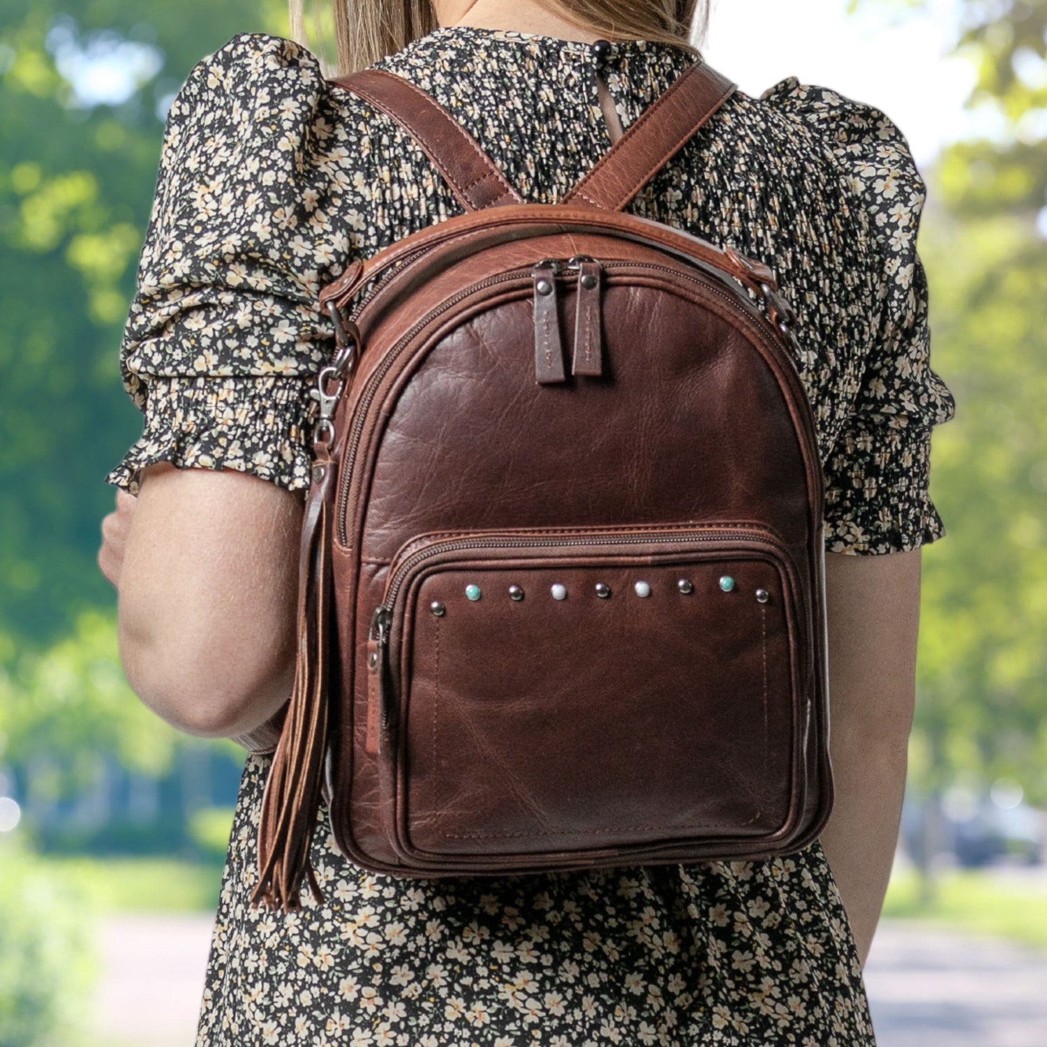 Concealed Carry Sawyer Leather Backpack by Lady Conceal