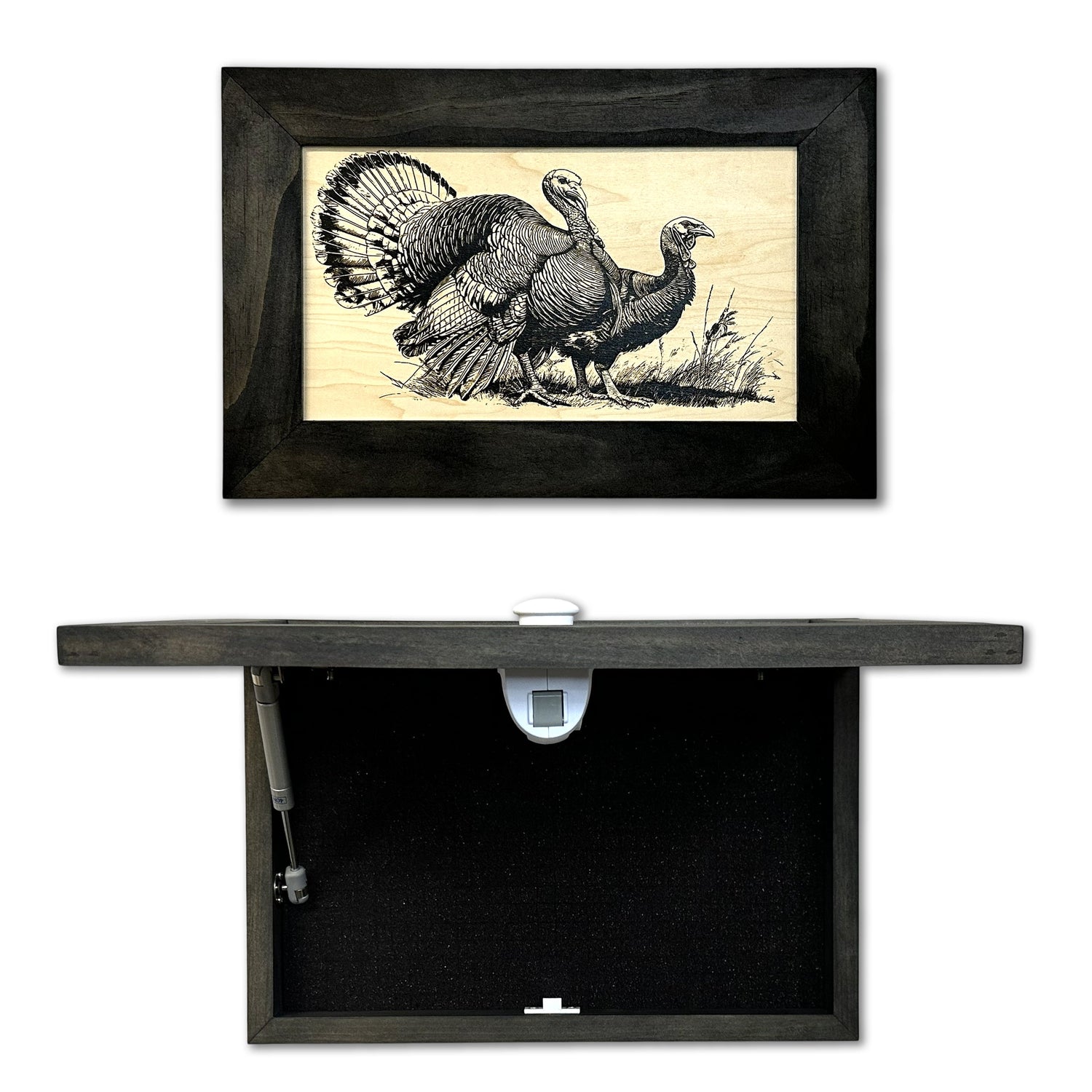 Wild Turkey Pair Gun Concealment Furniture - Handcrafted Hidden Gun Storage Wall Decor - Hidden Safe Furniture with Magnetic Lock for Quick Access & Storage - Made in USA