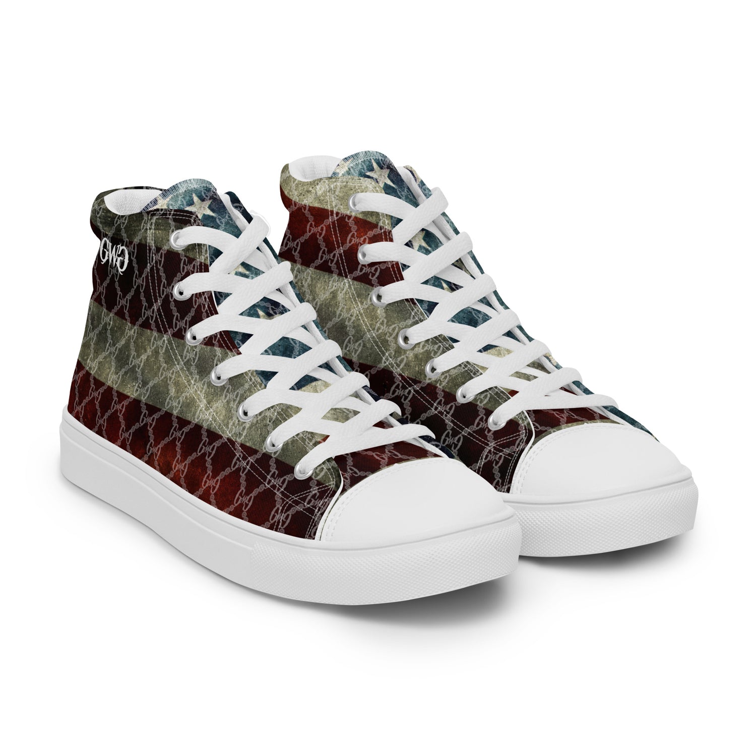 These Liberty high top tennis shoes by Girls with Guns, for women, will set you apart from the crowd. Designed for those who aren't afraid to take risks and stand out, these shoes are perfect for showing off your patriotic side.