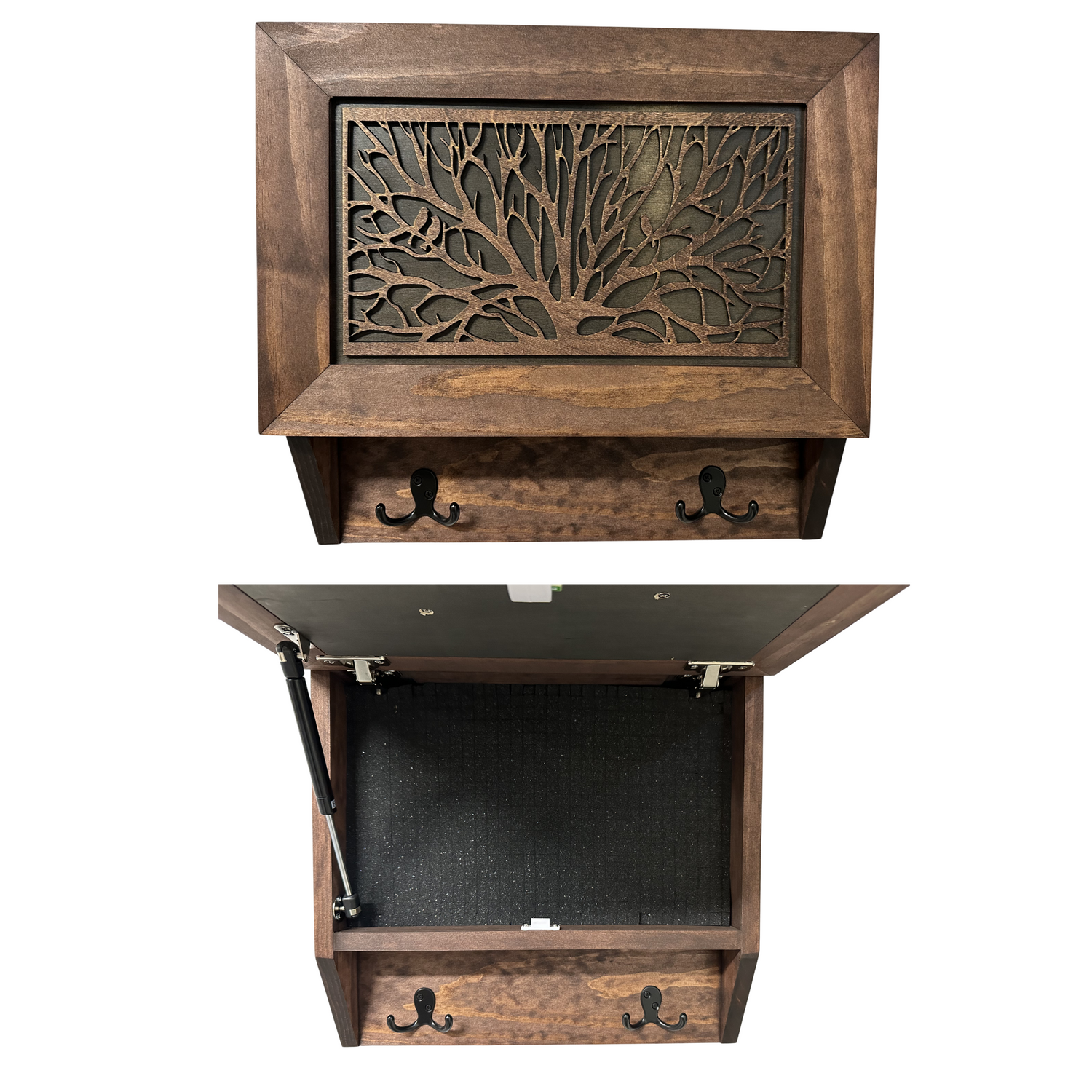Birds in a Tree Gun Concealment Decor - Handcrafted Wooden Gun Cabinets - Gun Shelf Hidden Storage for Rifles, Shotguns, & Handguns - Quick Access Hidden Wall Safe