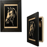 Horse Wall Art Gun Concealment Furniture - Handcrafted Hidden Gun Storage Wall Decor - Hidden Gun Shelf with Magnetic Lock for Quick Access