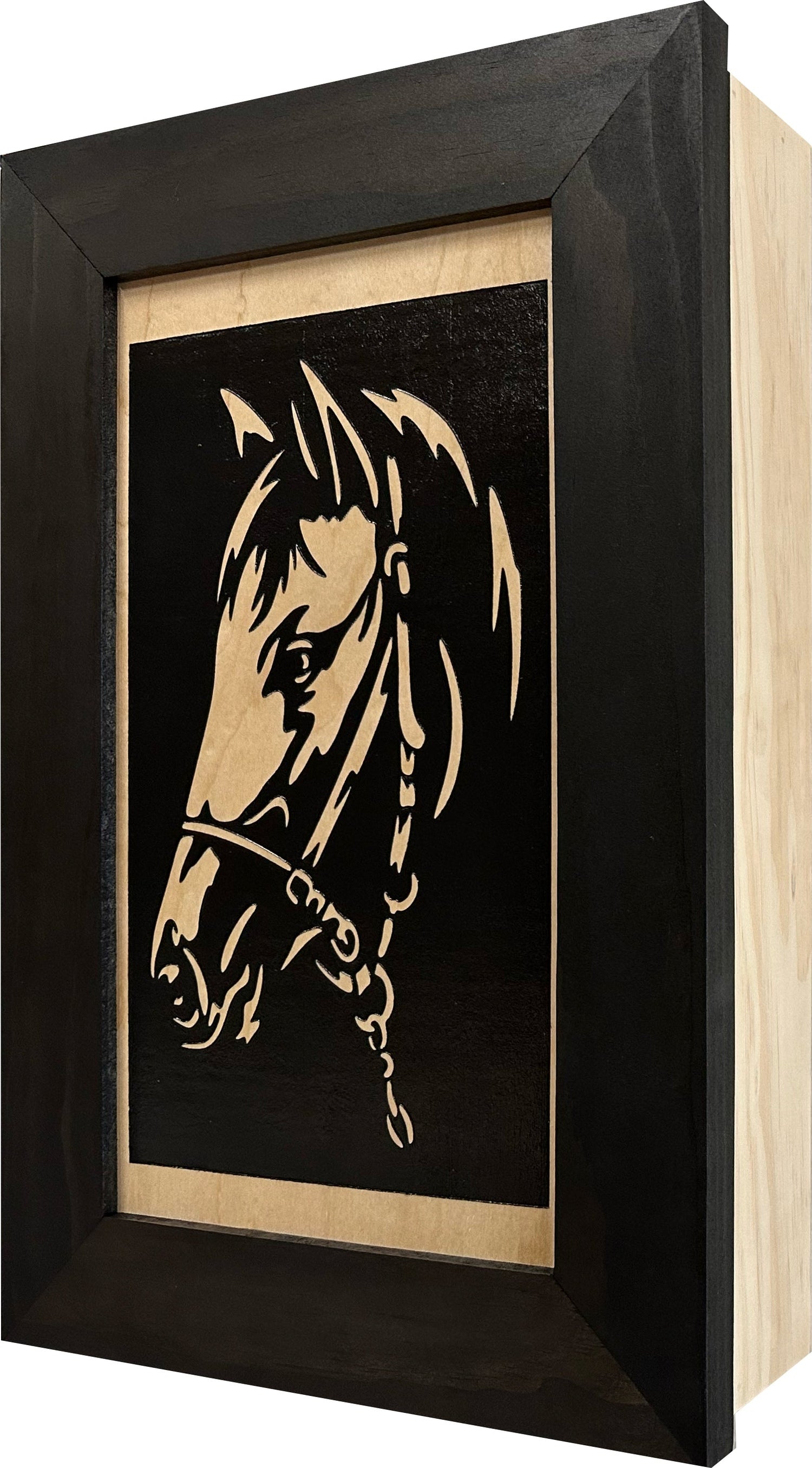 Horse Wall Art Gun Concealment Furniture - Handcrafted Hidden Gun Storage Wall Decor - Hidden Gun Shelf with Magnetic Lock for Quick Access