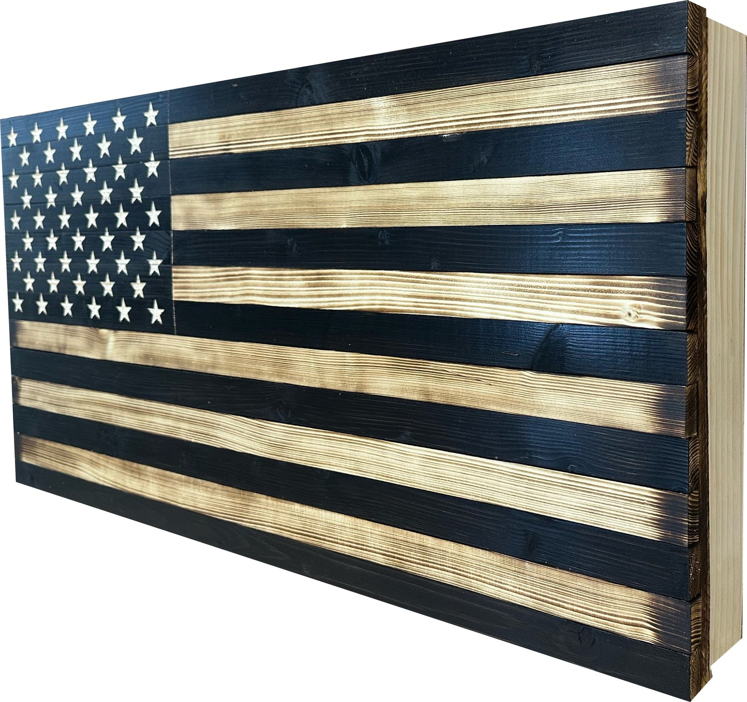 Large American Flag Gun Safe - Quick Access Hidden Gun Safe for Rifles, Shotguns, & Handguns - Gun Concealment Furniture with Magnetic Lock - Gun Self Hidden Storage (Black)