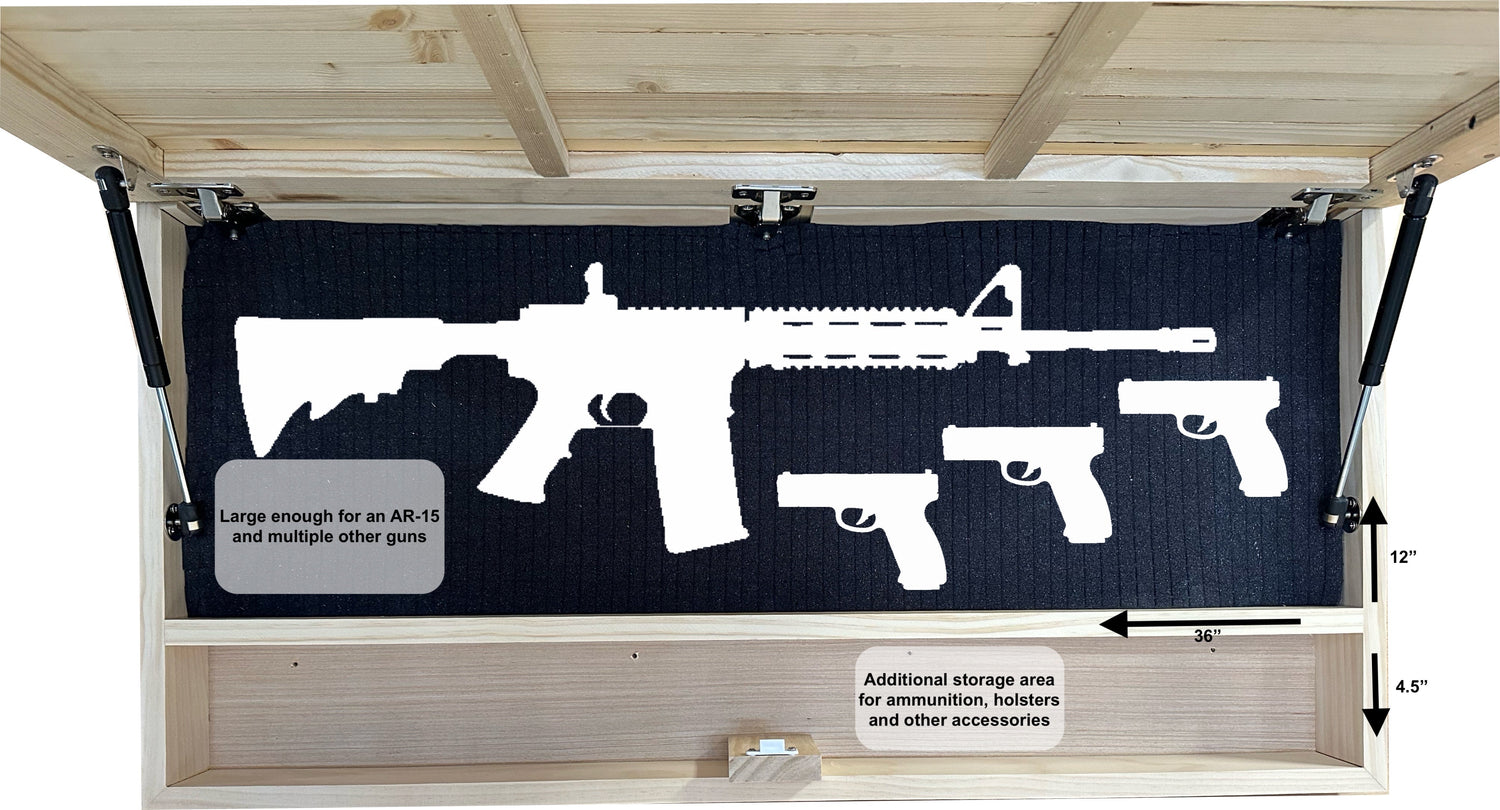 Wolf Wall Art Gun Concealment Furniture - Handcrafted Wooden Gun Cabinets - Gun Shelf Hidden Storage for Rifles, Shotguns, & Handguns - Quick Access Hidden Wall Safe (Extra Large)