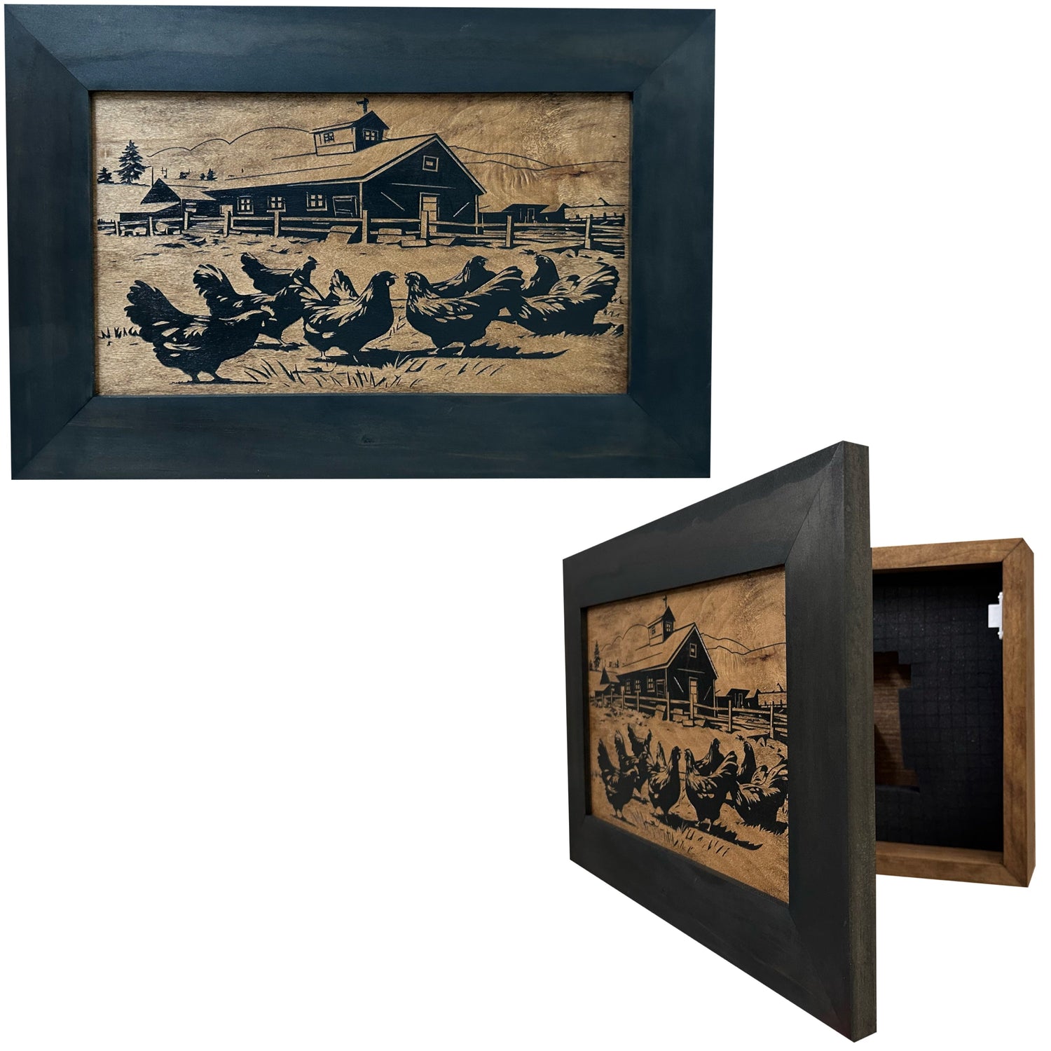 Chicken Farm Hidden Gun Safe - Handcrafted Gun Concealment Decor - Hidden Gun Shelf with Magnetic Lock for Quick Access - Hidden Wall Safe for Secure Storage - Made in USA