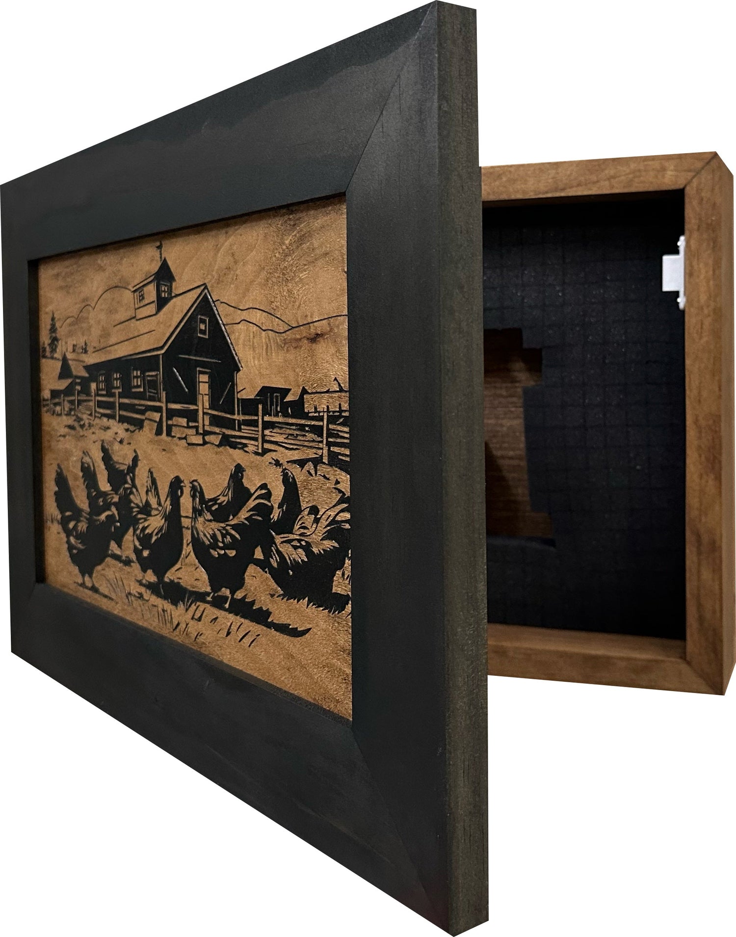 Chicken Farm Hidden Gun Safe - Handcrafted Gun Concealment Decor - Hidden Gun Shelf with Magnetic Lock for Quick Access - Hidden Wall Safe for Secure Storage - Made in USA