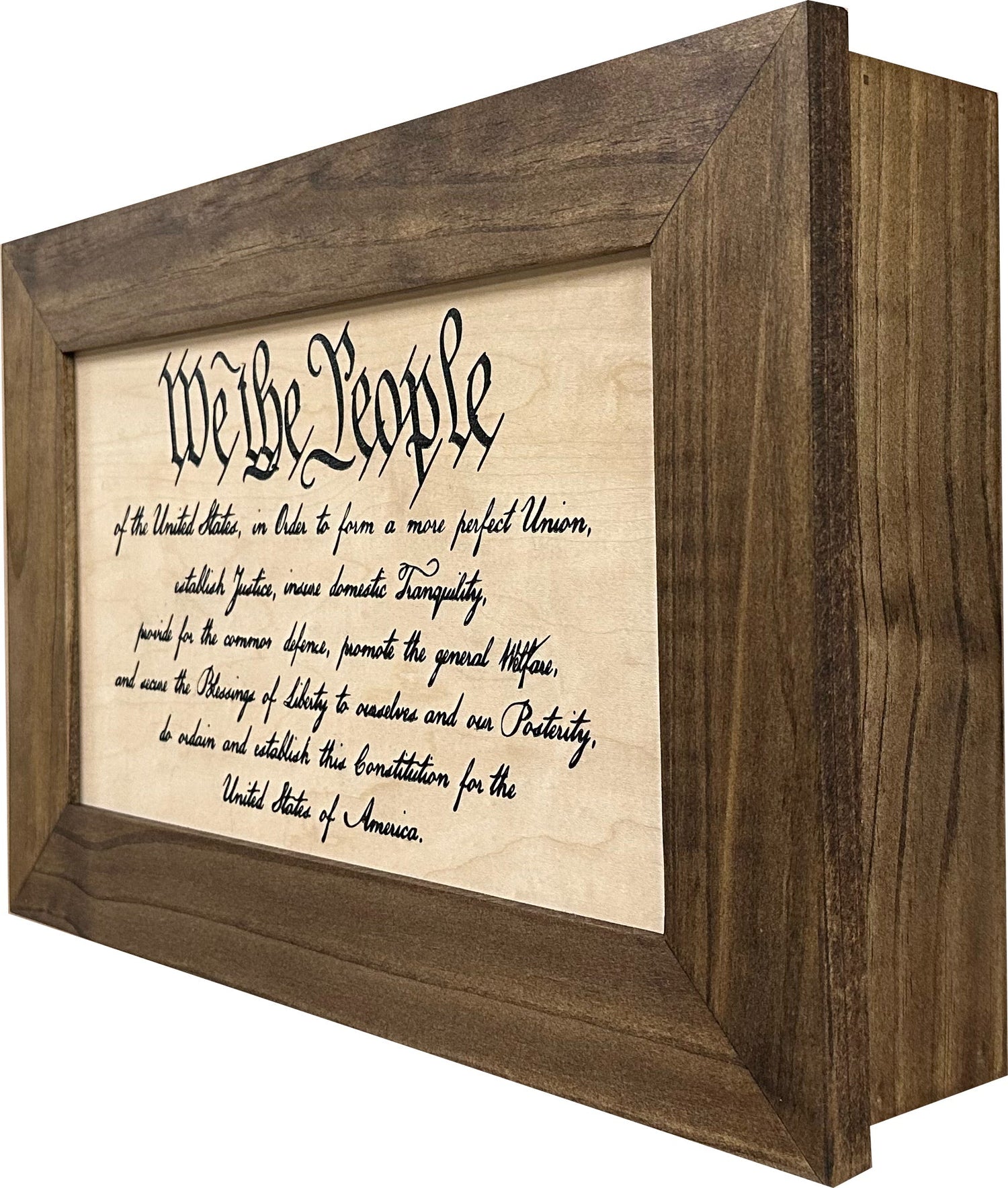 We The People Constitution Gun Concealment Furniture - Handcrafted Hidden Gun Storage Wall Decor - Hidden Safe Furniture with Magnetic Lock for Quick Access & Storage - Made in USA