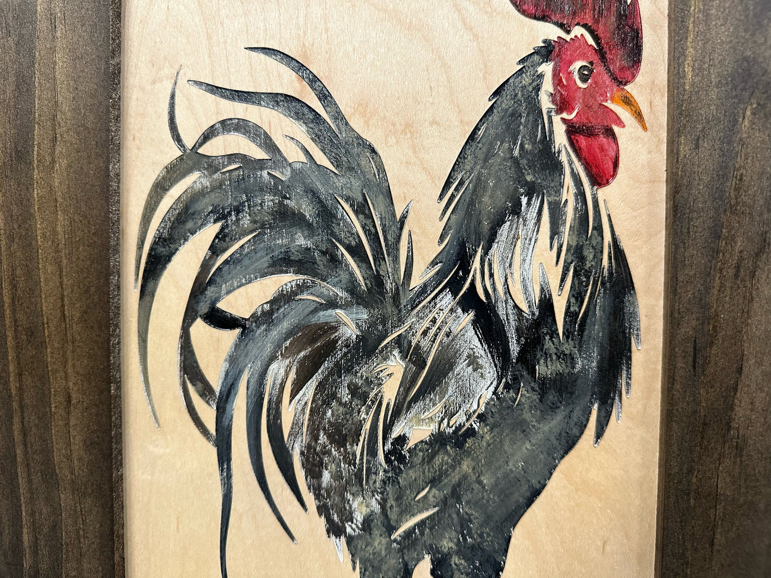 Farmhouse Rooster Gun Concealment Furniture - Handcrafted Hidden Gun Storage Wall Decor - Hidden Gun Shelf with Magnetic Lock for Quick Access
