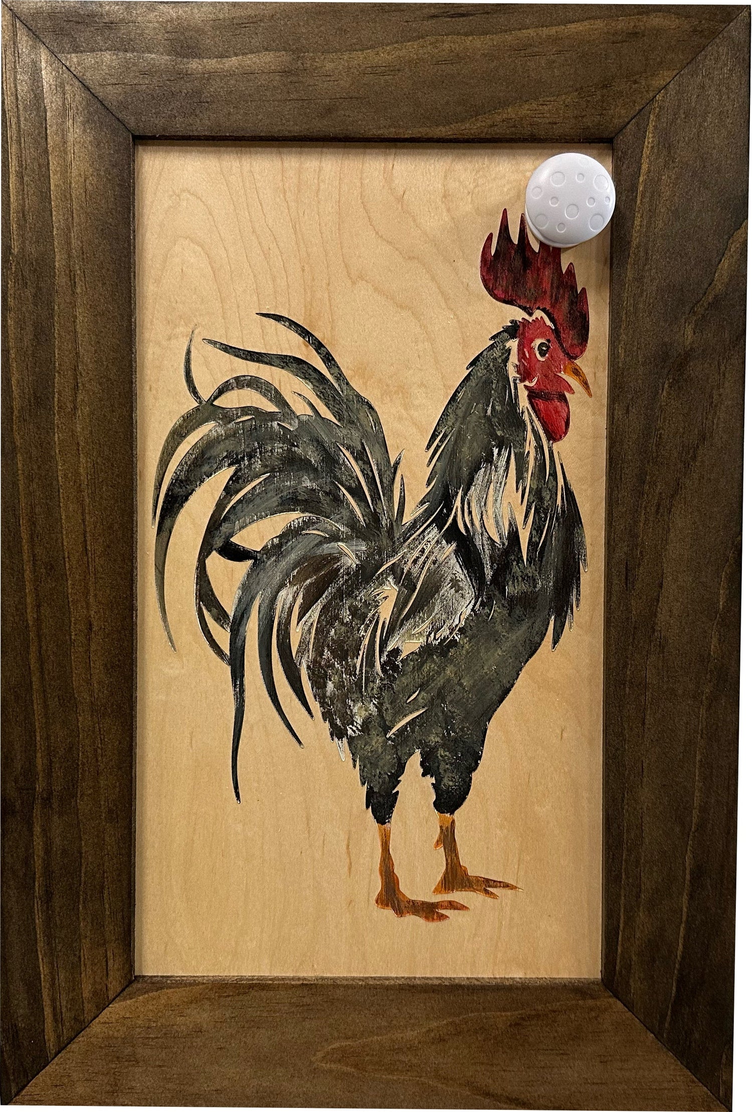 Farmhouse Rooster Gun Concealment Furniture - Handcrafted Hidden Gun Storage Wall Decor - Hidden Gun Shelf with Magnetic Lock for Quick Access
