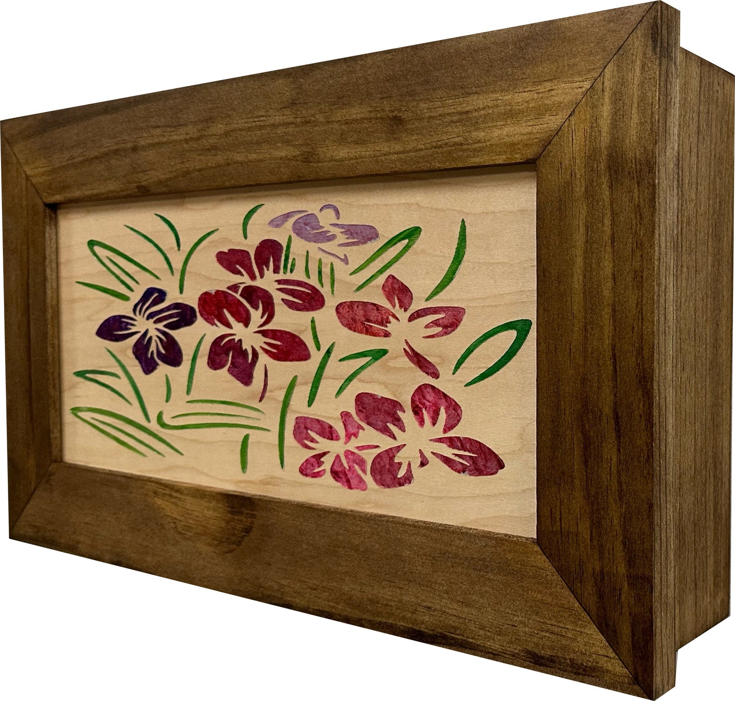 Just Flowers Hidden Gun Storage Wall Decor - Handcrafted Gun Concealment Furniture - Quick Access Handgun Safe with Magnetic Lock - Secure Hidden Wall Safe - USA Made