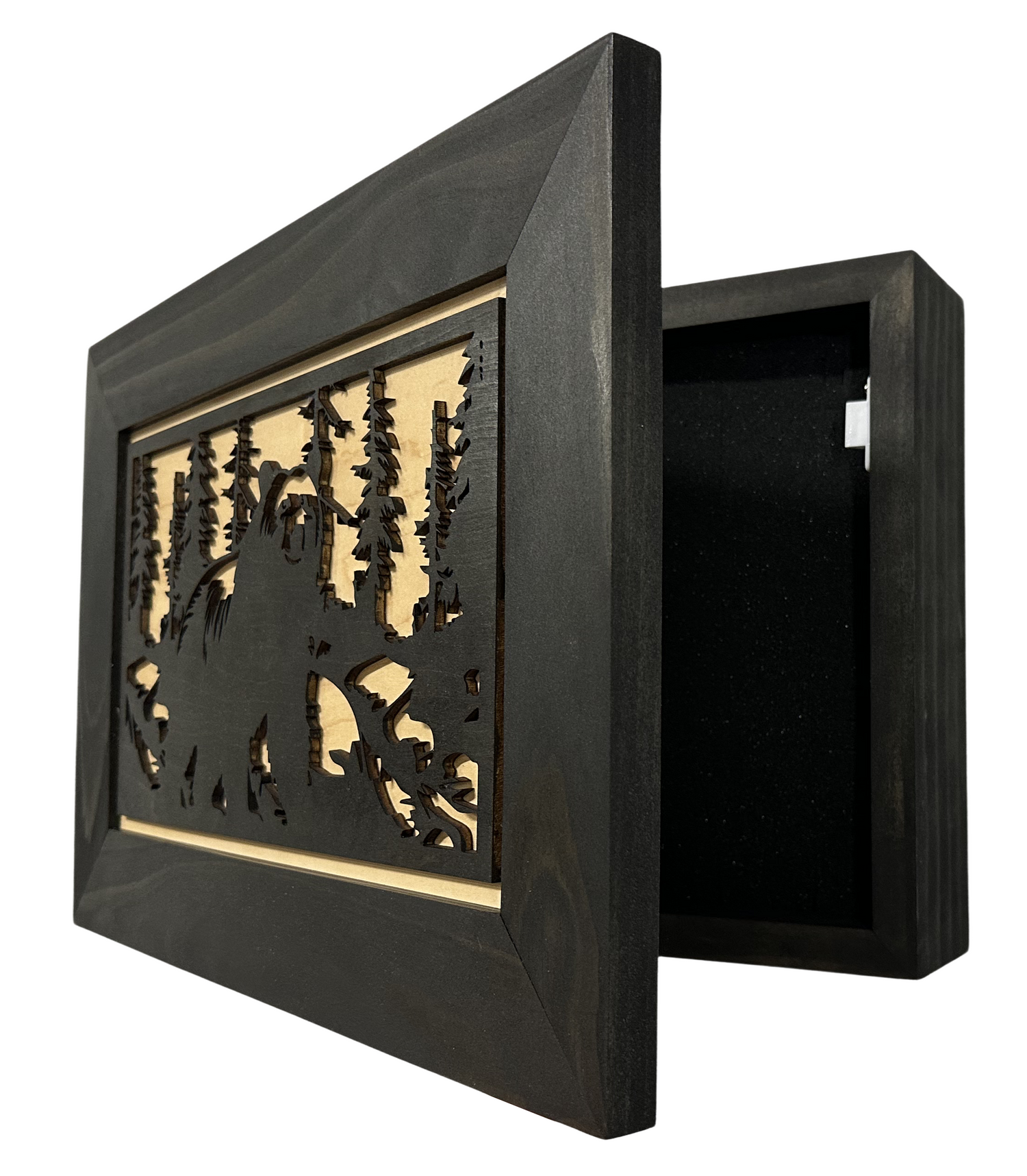 Hidden Gun Cabinet Black Bear Wall Decor – Concealed Furniture Secure Gun Cabinet